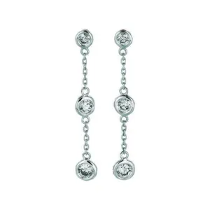 0.50 Ct Natural Diamond Bezel Drop Earrings G SI 14K White Gold