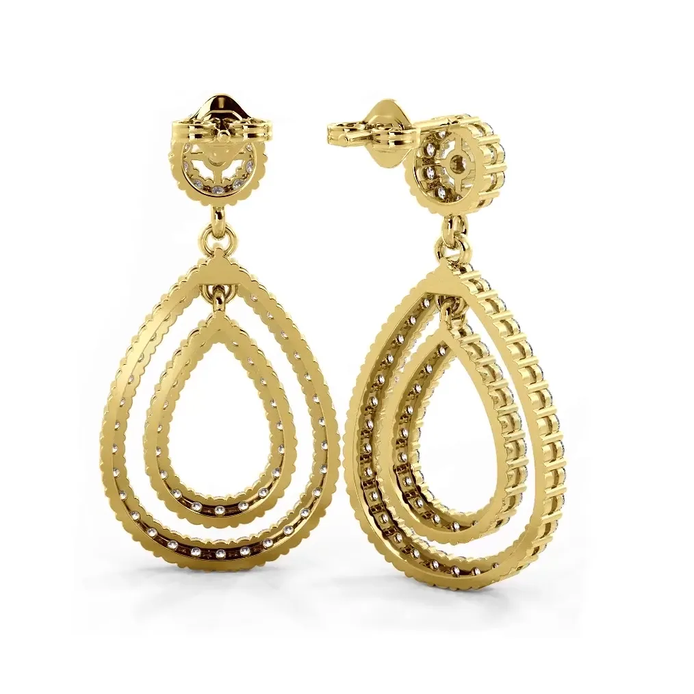 1.0 ctw. Diamond Double Teardrop Dangle Earrings