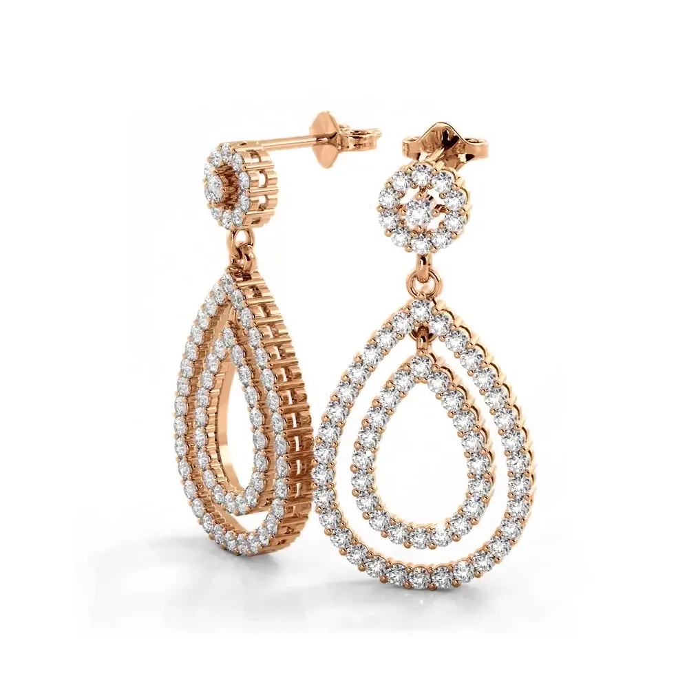 1.0 ctw. Diamond Double Teardrop Dangle Earrings
