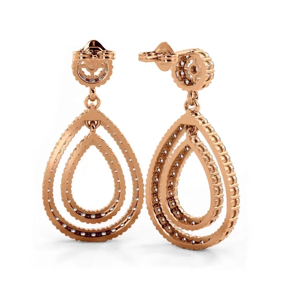 1.0 ctw. Diamond Double Teardrop Dangle Earrings