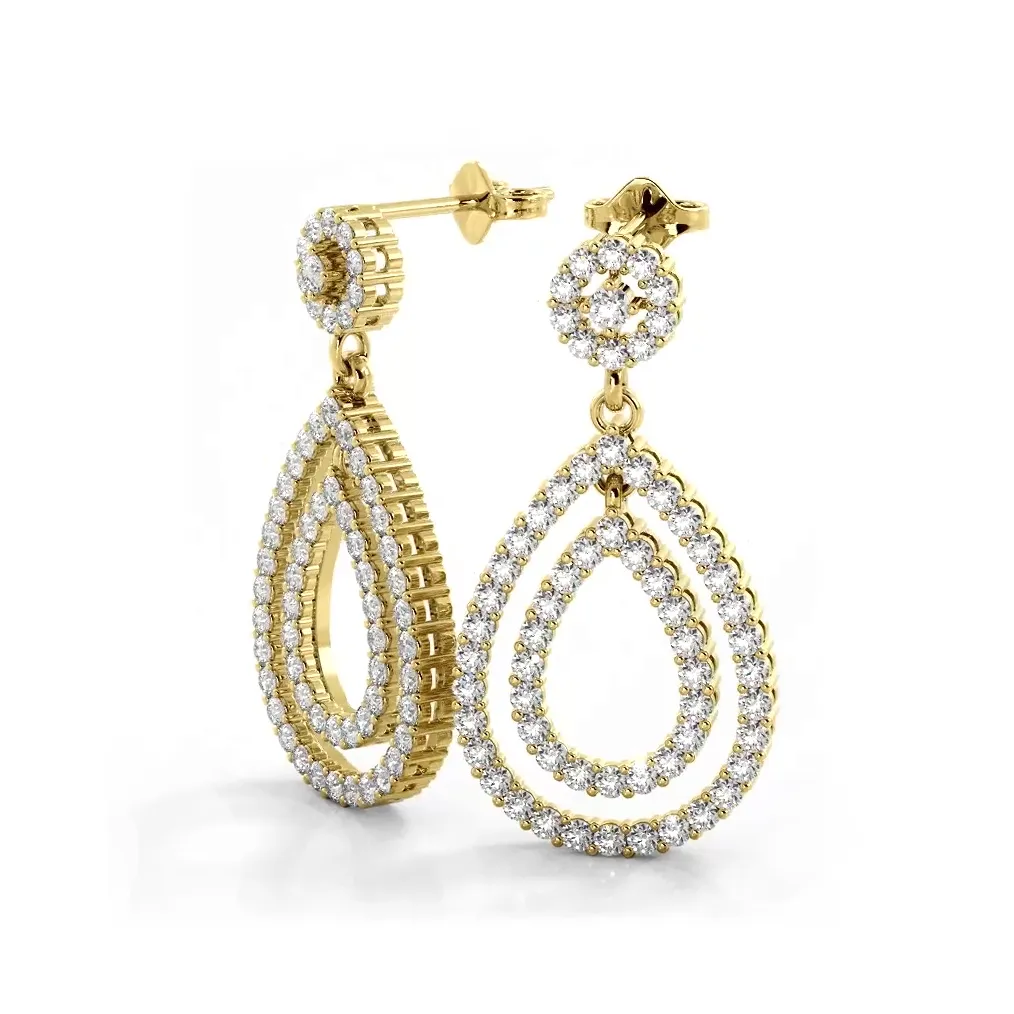 1.0 ctw. Diamond Double Teardrop Dangle Earrings