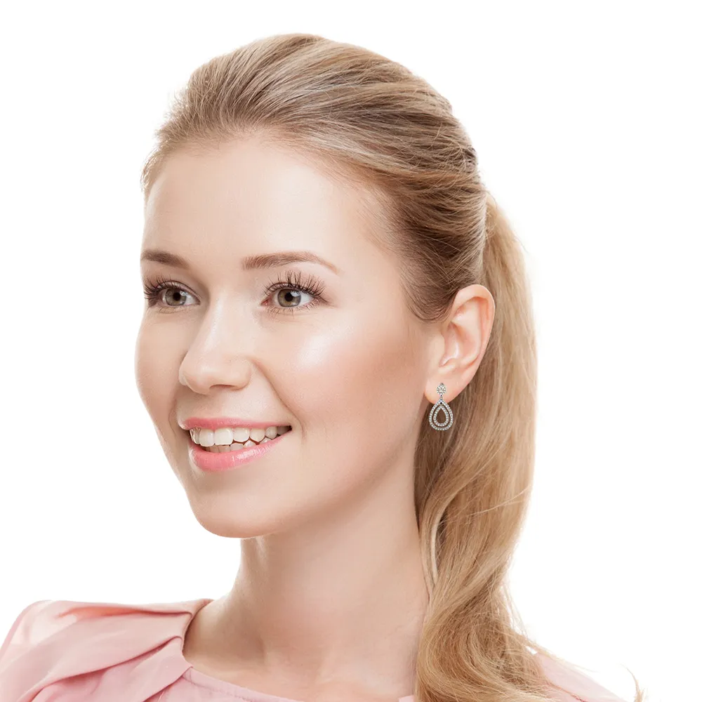 1.0 ctw. Diamond Double Teardrop Dangle Earrings