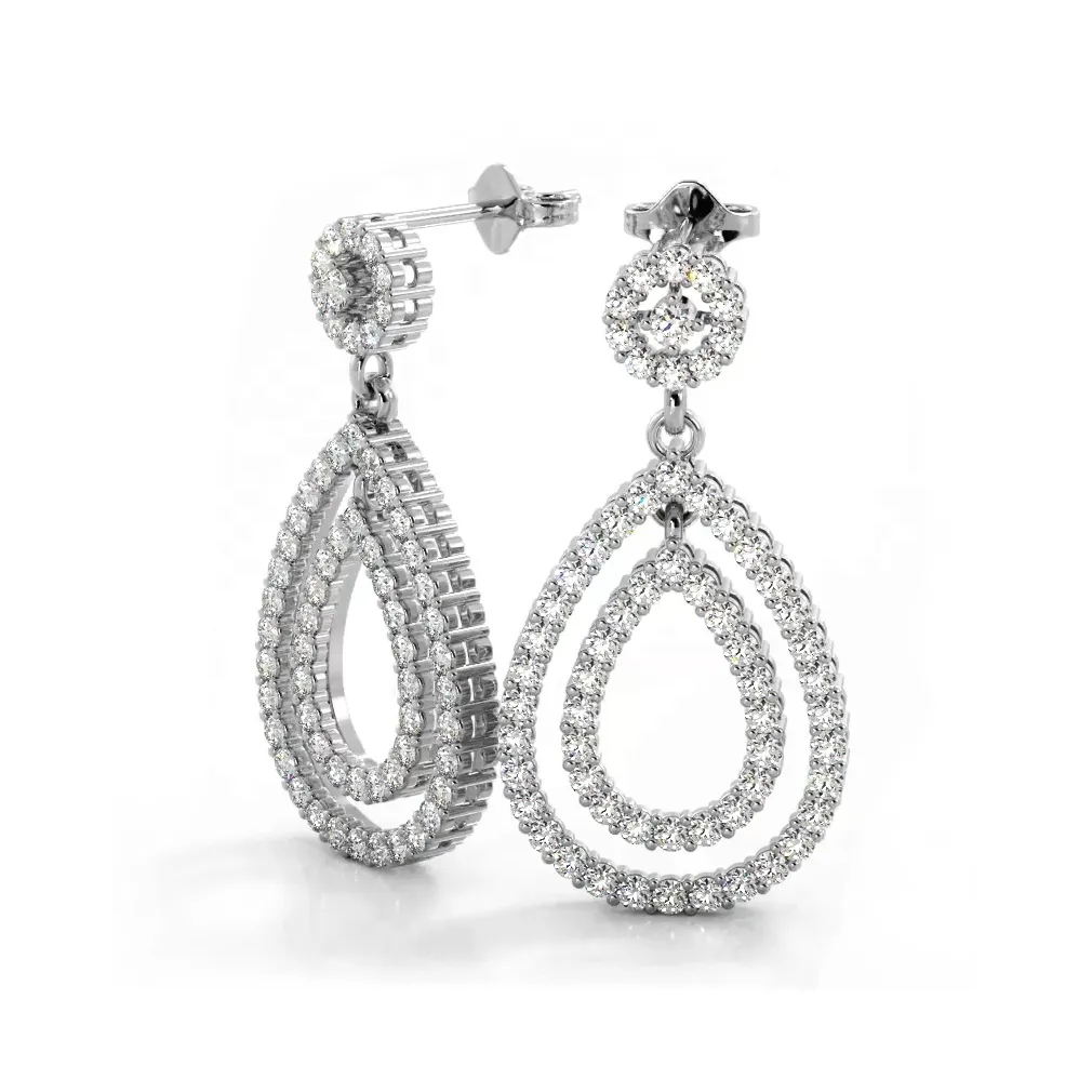 1.0 ctw. Diamond Double Teardrop Dangle Earrings