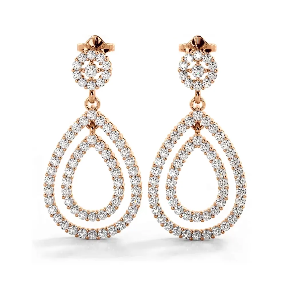 1.0 ctw. Diamond Double Teardrop Dangle Earrings