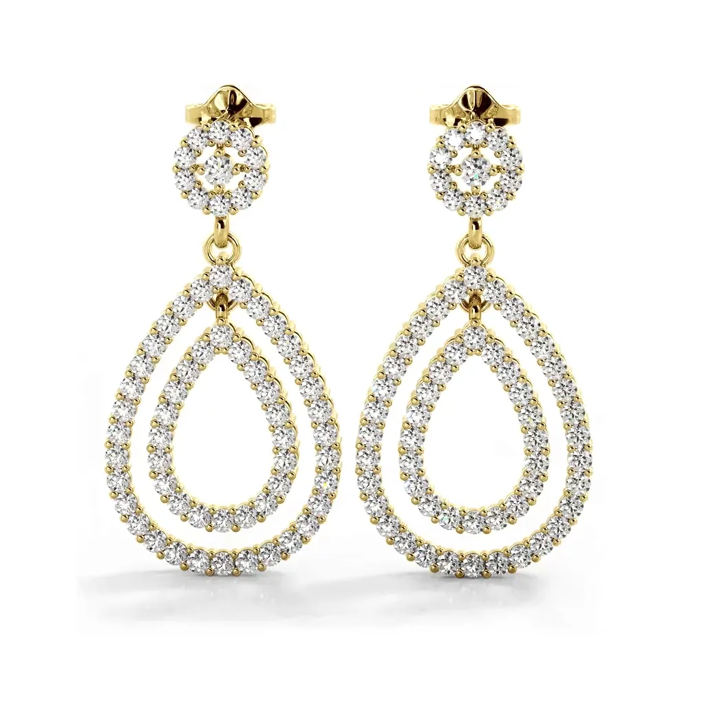 1.0 ctw. Diamond Double Teardrop Dangle Earrings