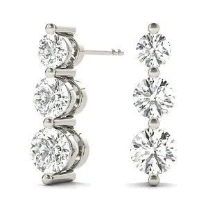 1.00 ctw Diamond Three Stone Drop Earrings