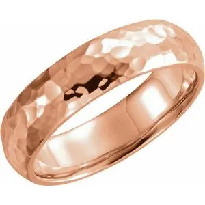 10K Rose 5 mm Half Round Band with Hammer Finish Size 11.5