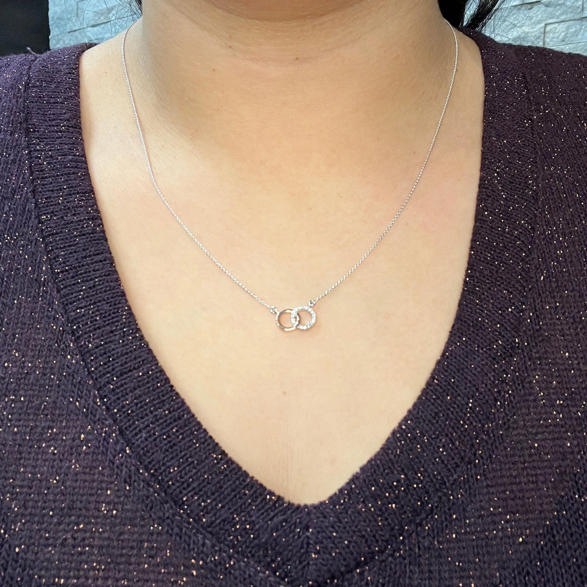 10K White and Rose Gold (0.07ct) Diamond Soulmates Necklace