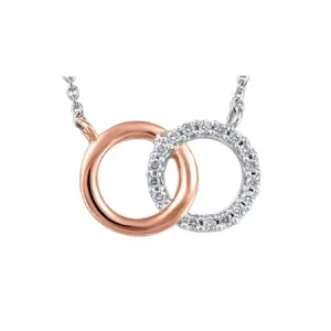 10K White and Rose Gold (0.07ct) Diamond Soulmates Necklace