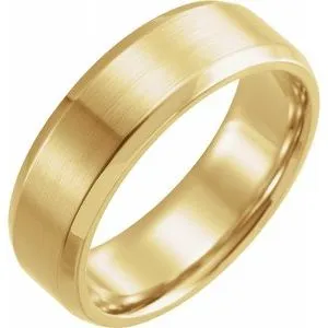 10K Yellow 7 mm Beveled-Edge Band with Satin Finish Size 8