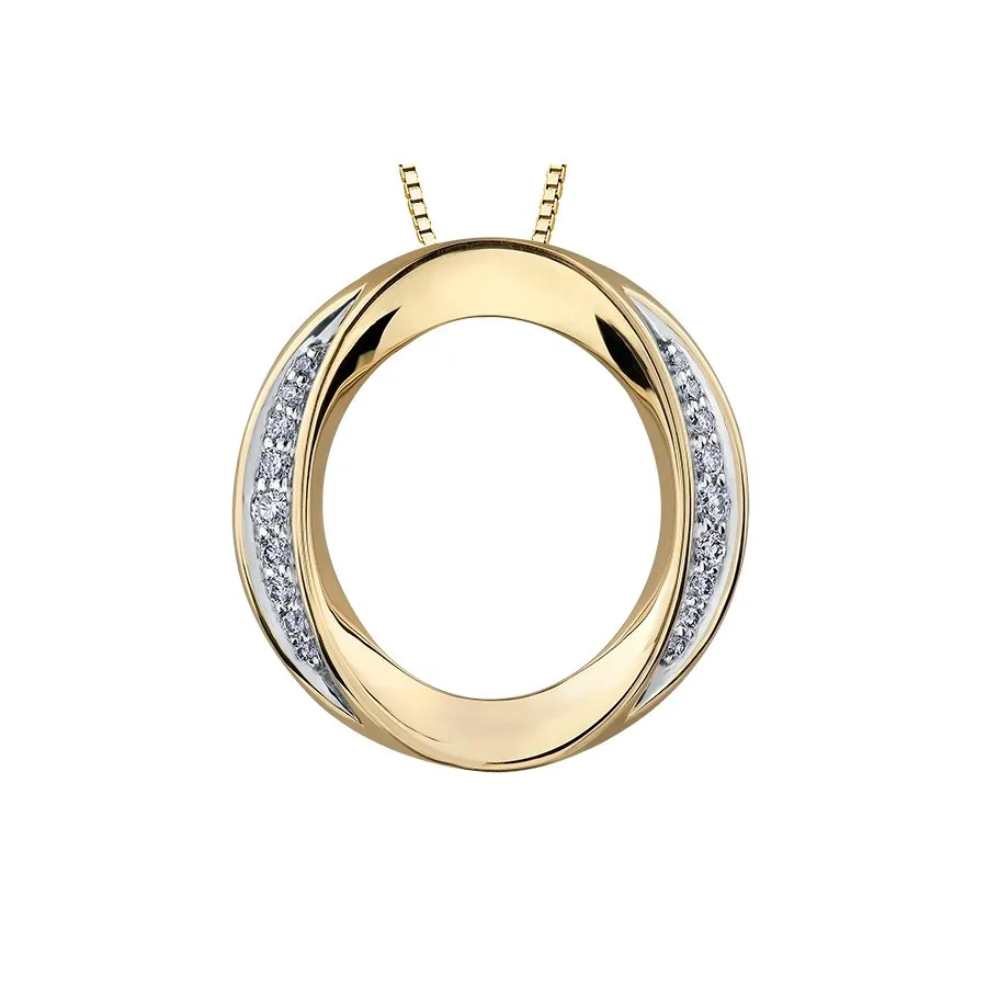 10K Yellow Gold Diamond (0.228ct) Circle Pendant