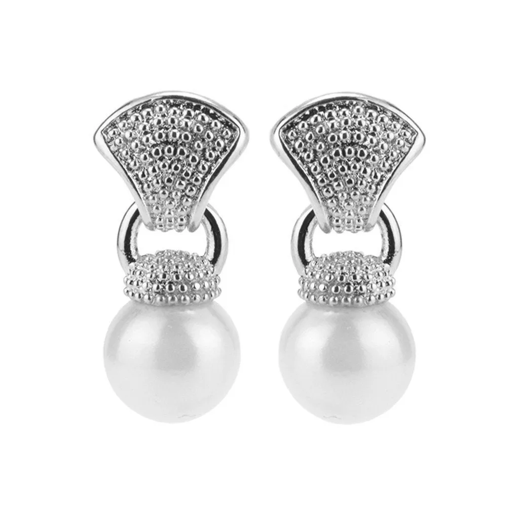 10mm Kiska Pearl Silvertone Caviar Drop Earring