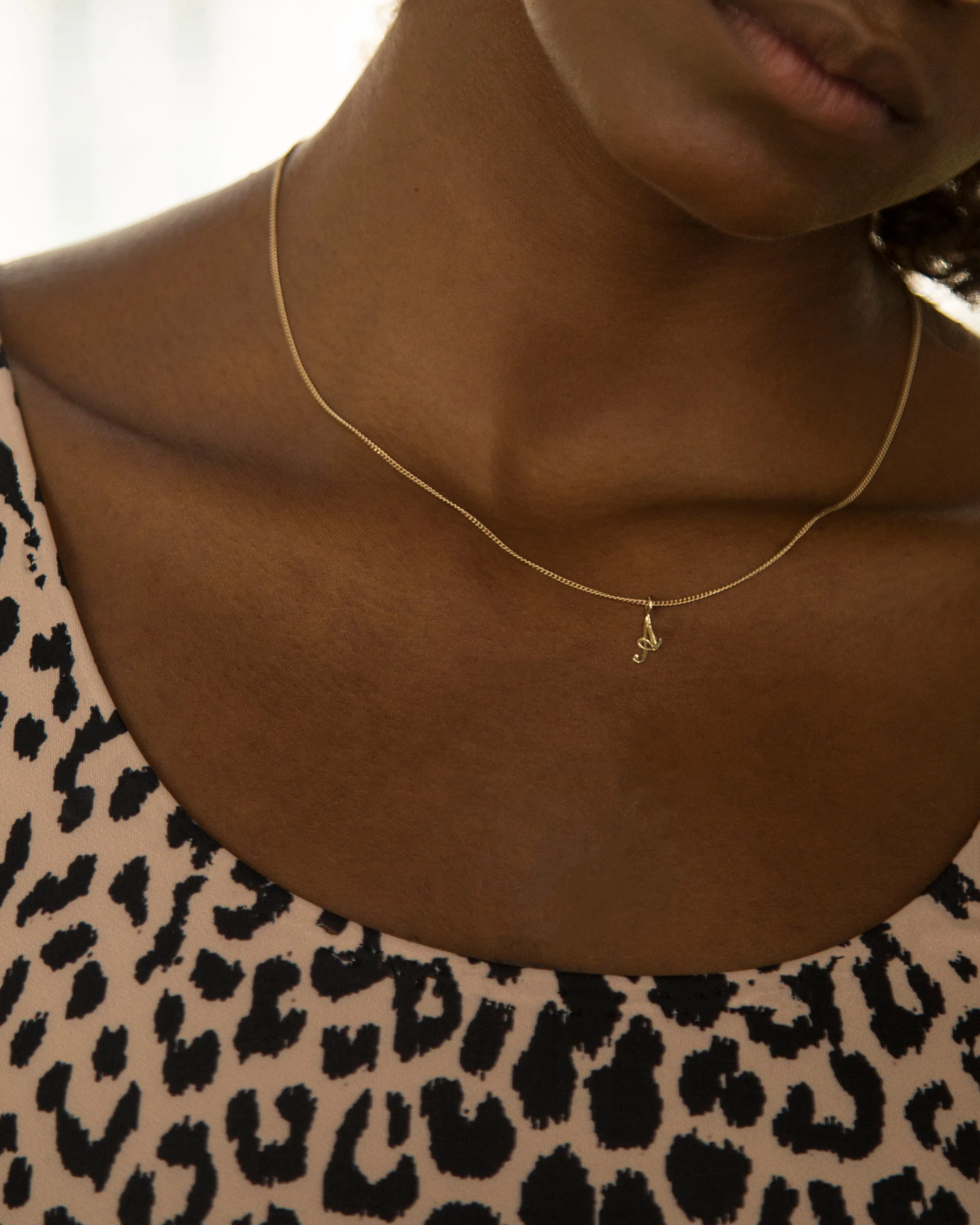 14k Cursive Letter Necklace