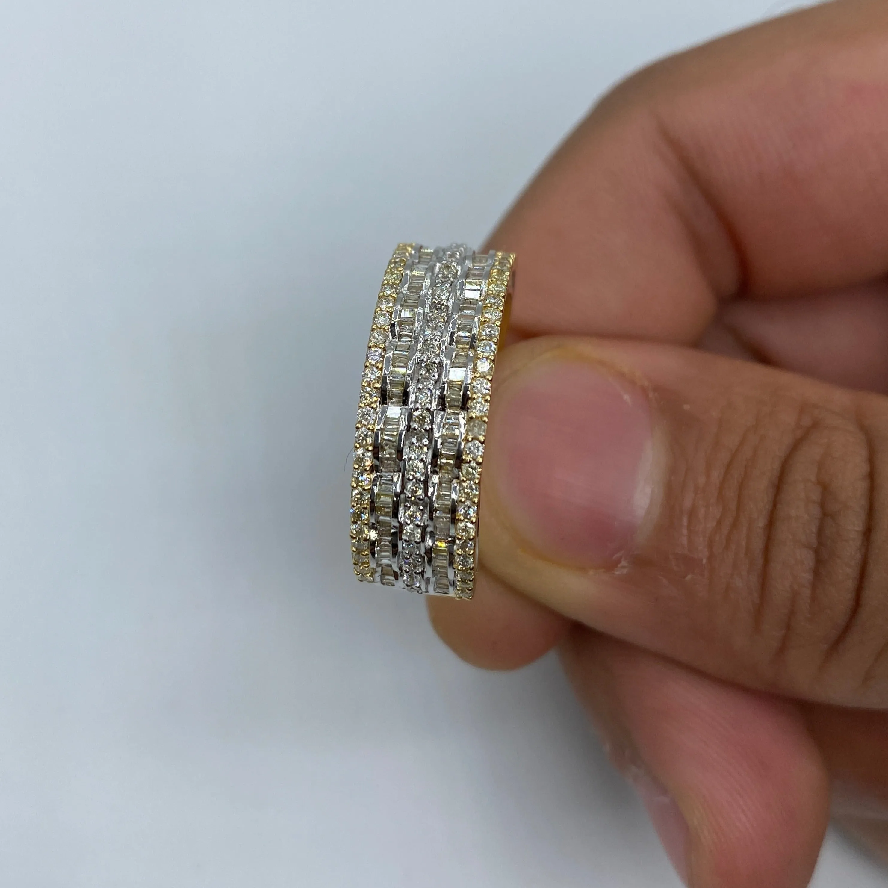 14K Double Cuffs Diamond Baguette Band