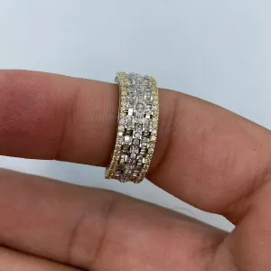 14K Double Cuffs Diamond Baguette Band
