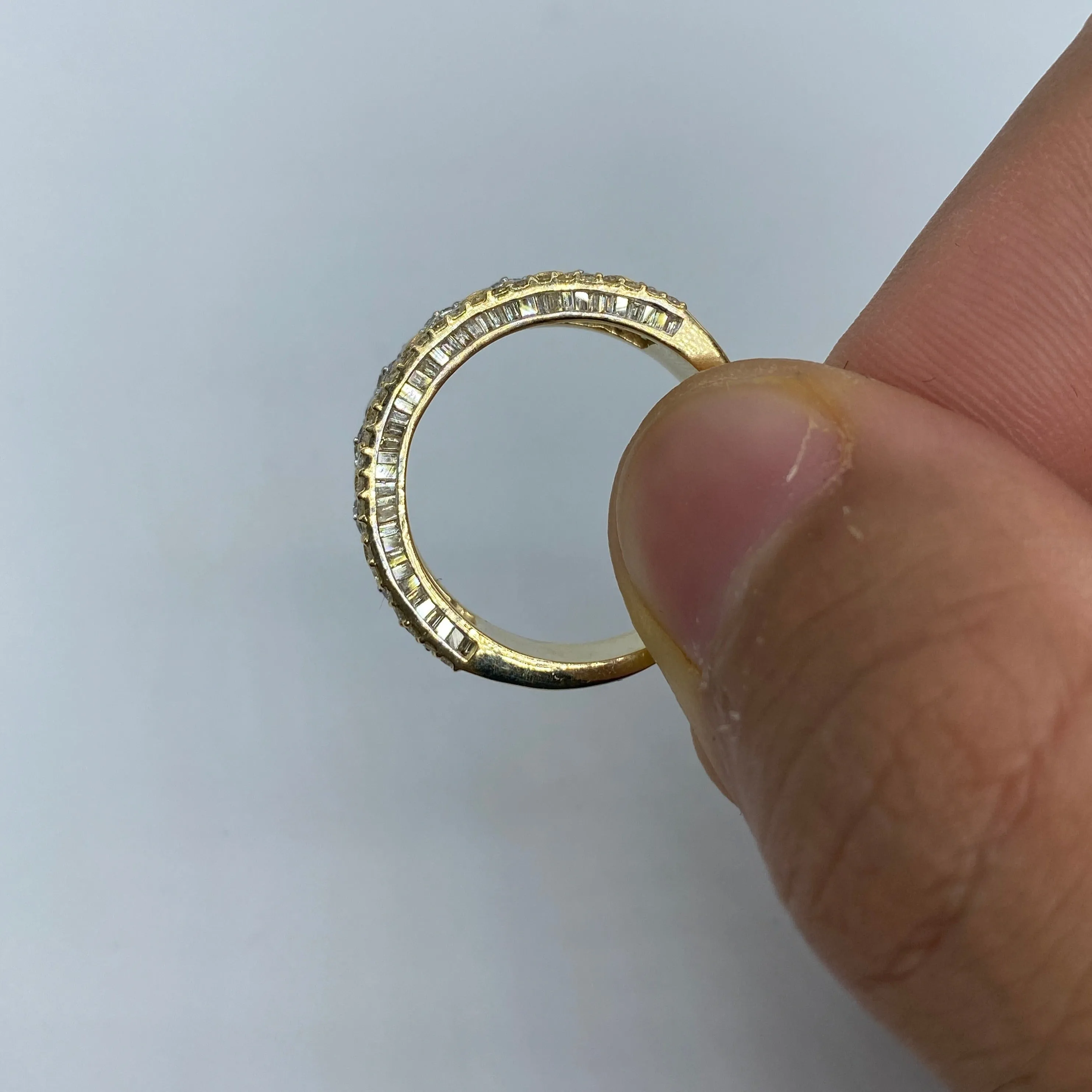 14K Double Cuffs Diamond Baguette Band