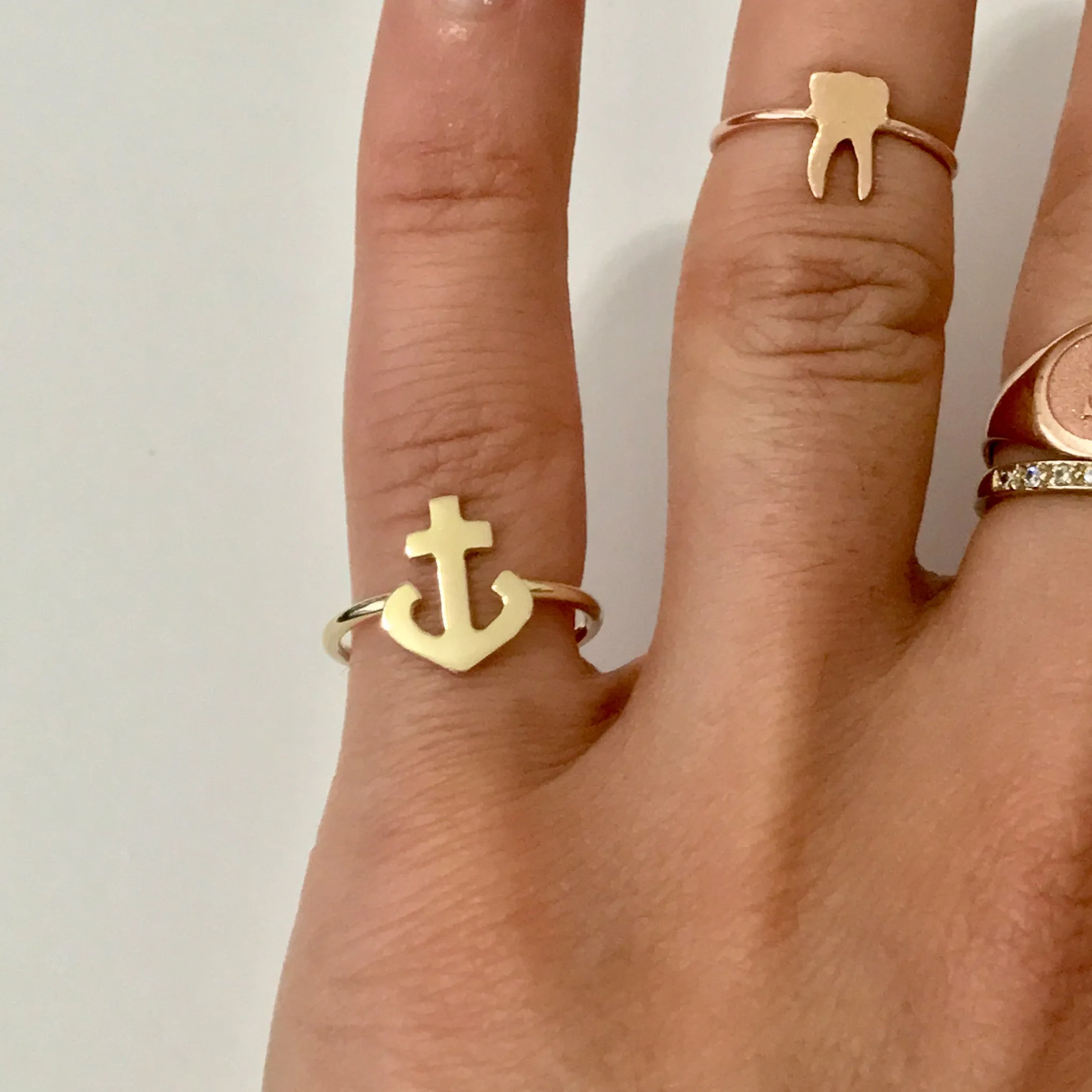 14K Gold Anchor Ring