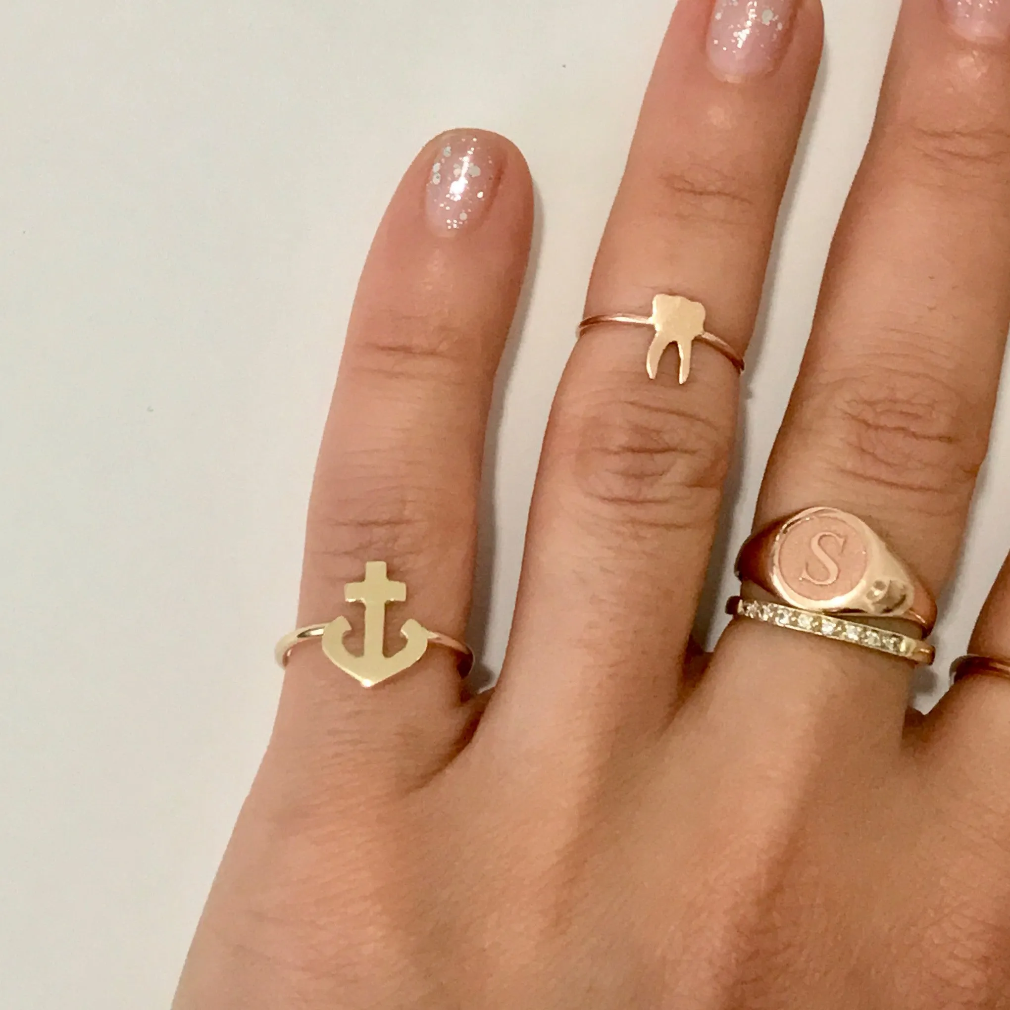 14K Gold Anchor Ring