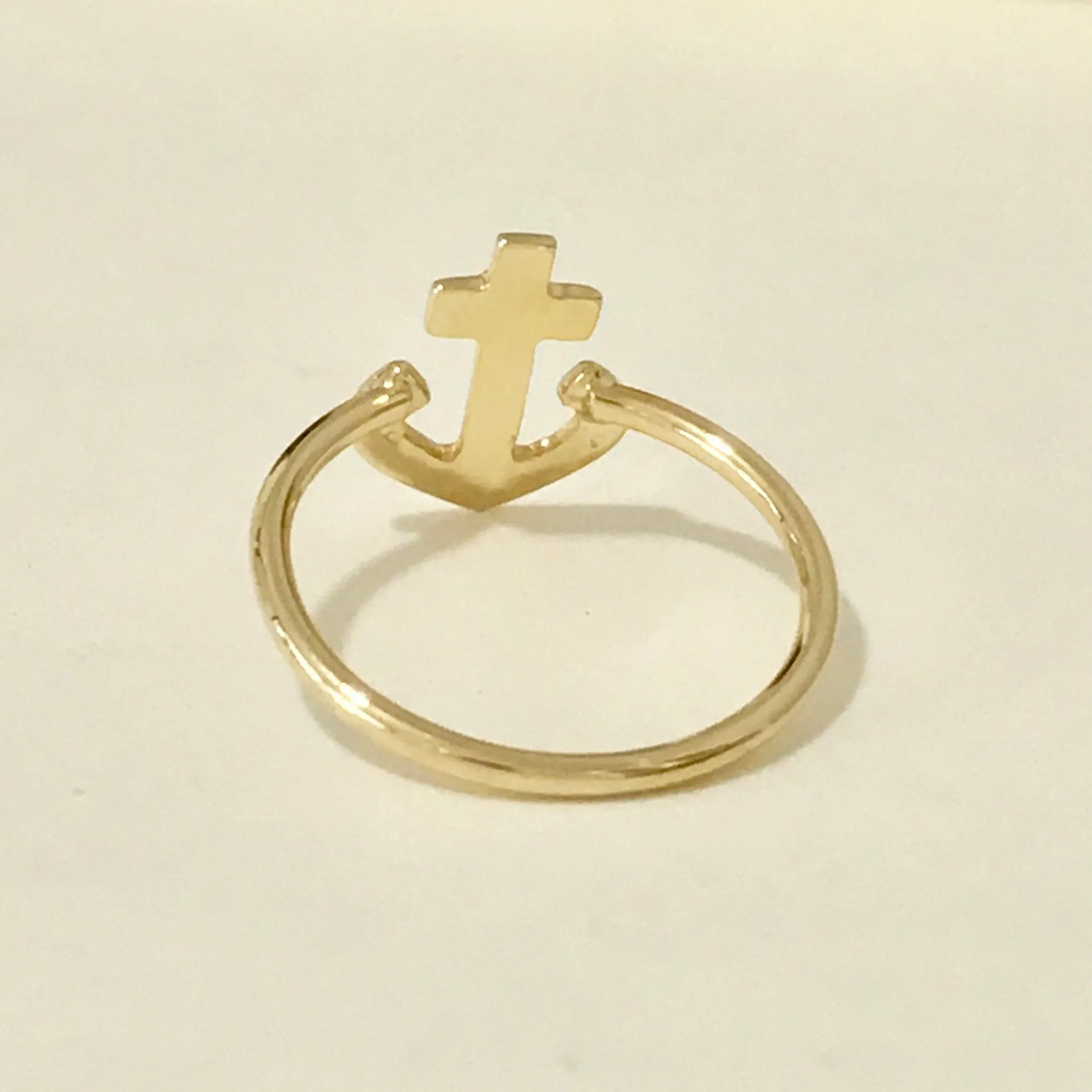 14K Gold Anchor Ring