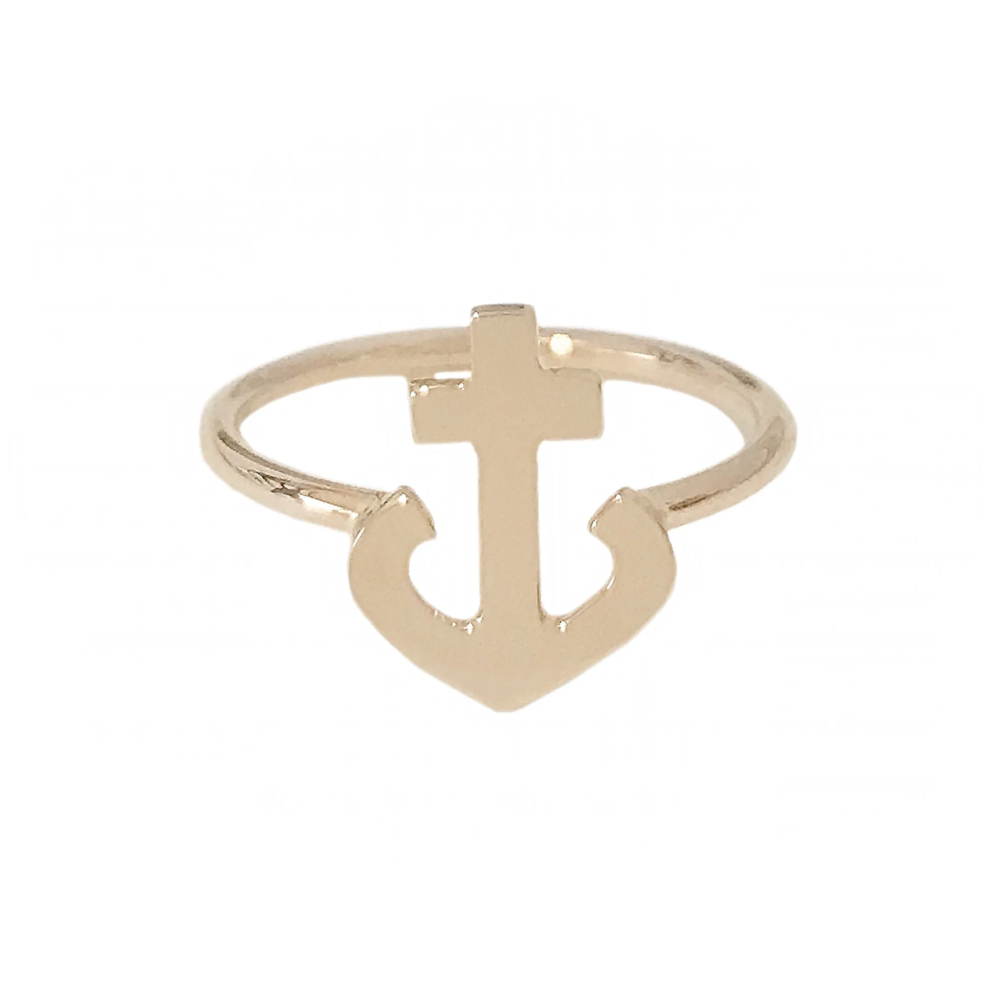 14K Gold Anchor Ring
