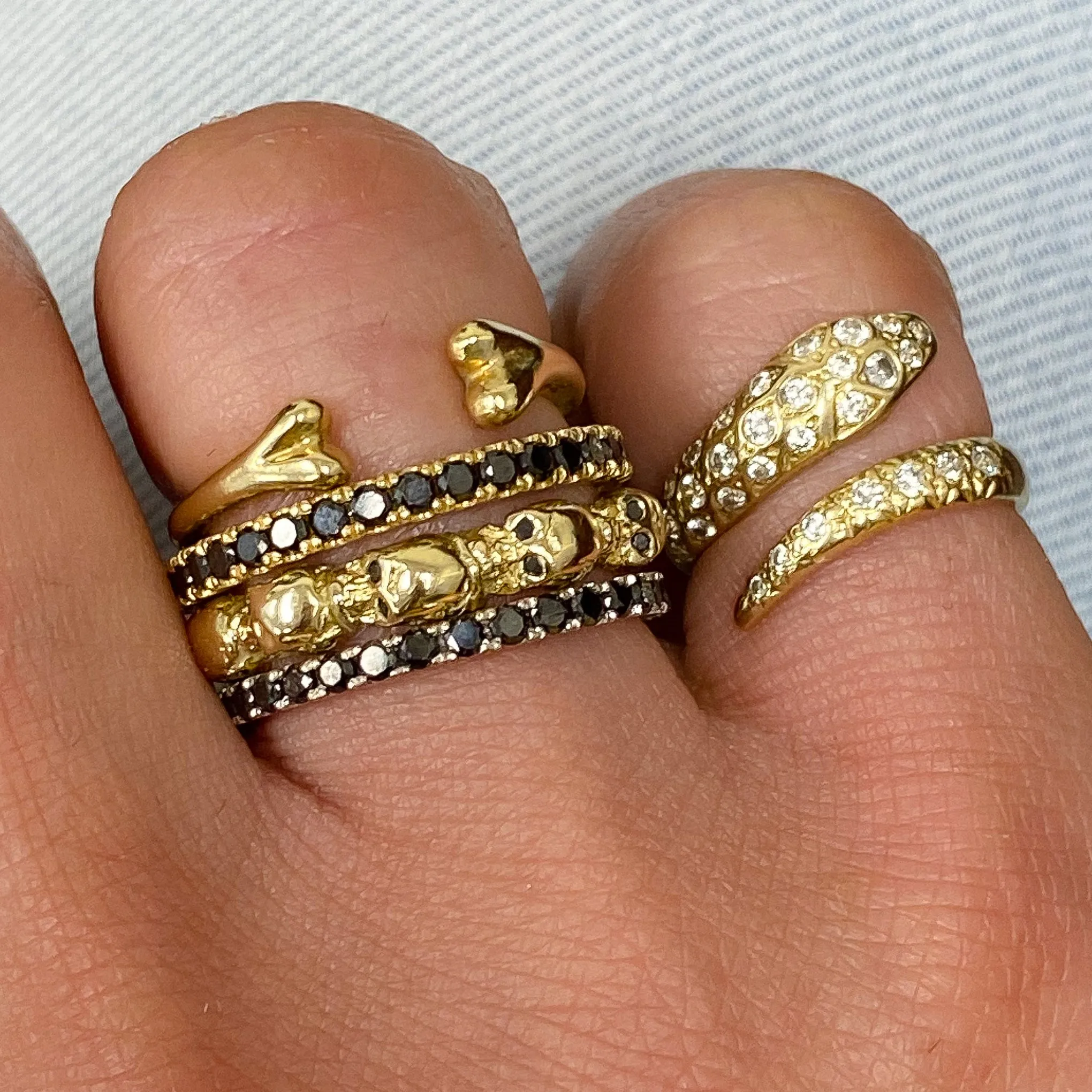 14K Gold Bone Shaped Open Stack Ring