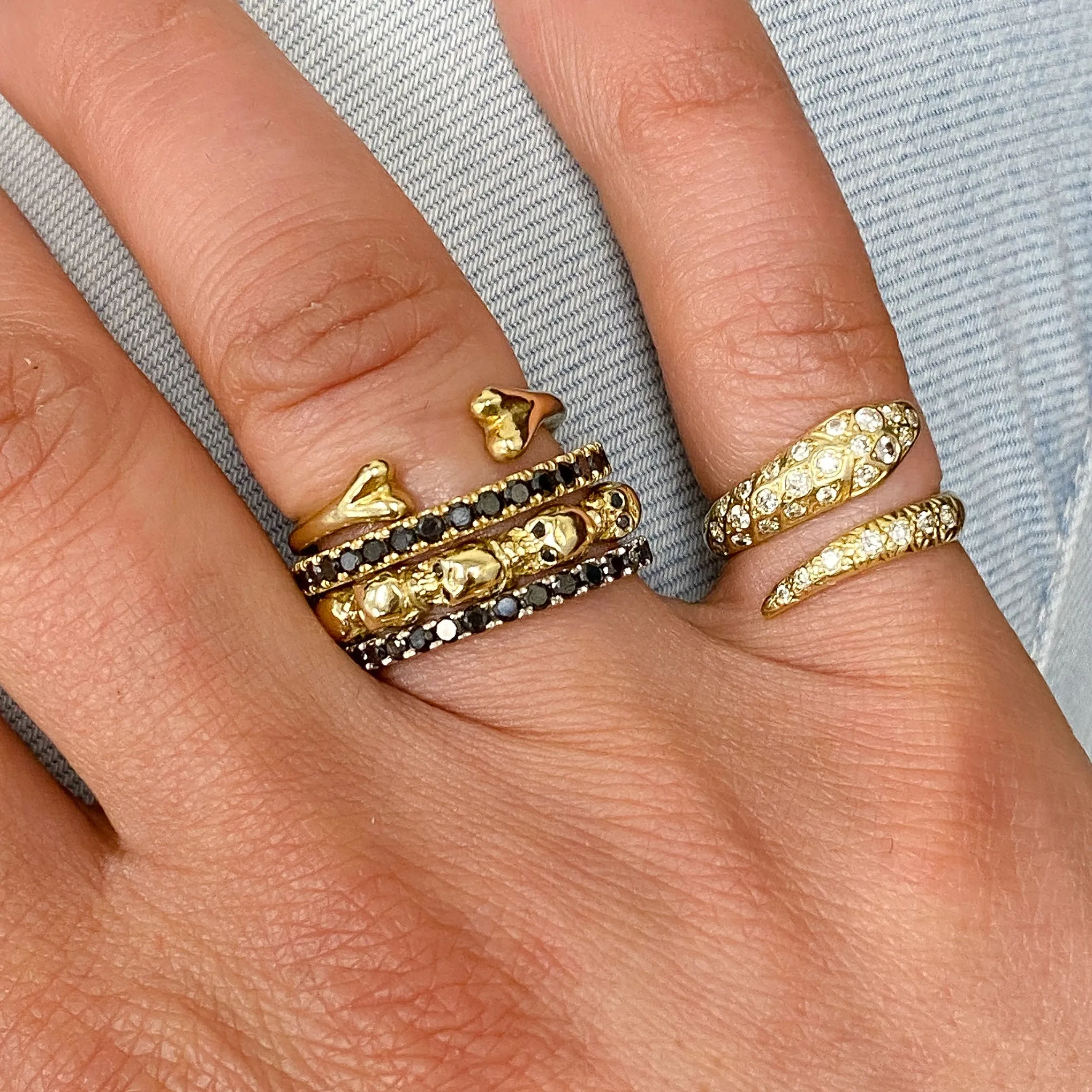 14K Gold Bone Shaped Open Stack Ring