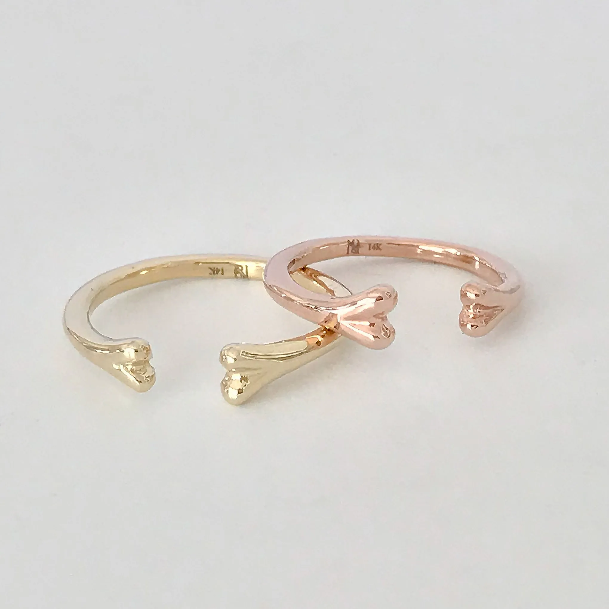 14K Gold Bone Shaped Open Stack Ring