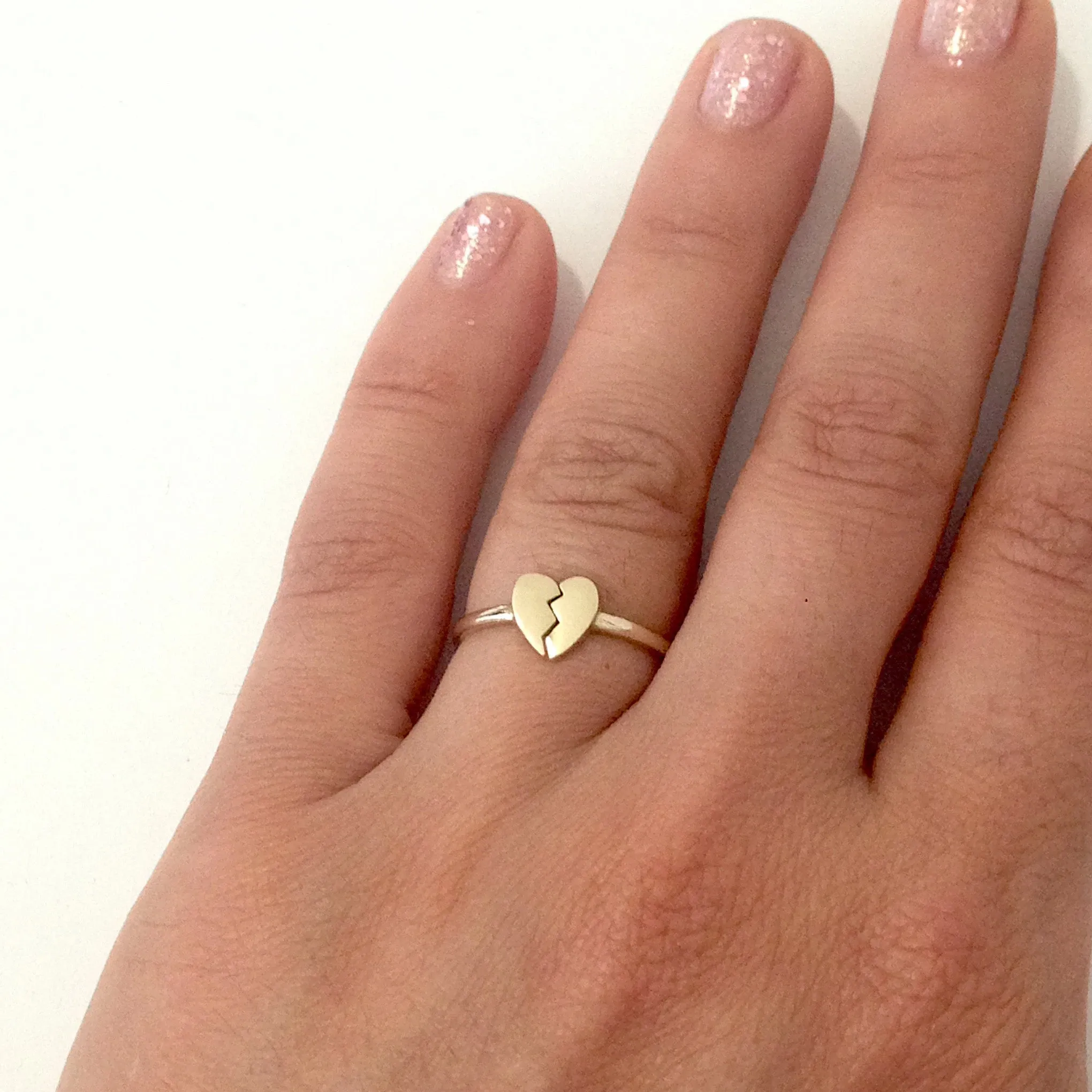 14K Gold Broken Heart Emoji Ring