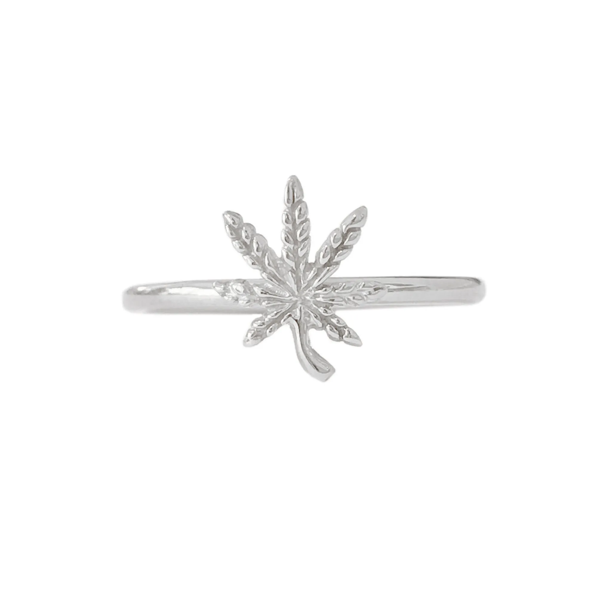 14K Gold Cannabis Leaf Ring