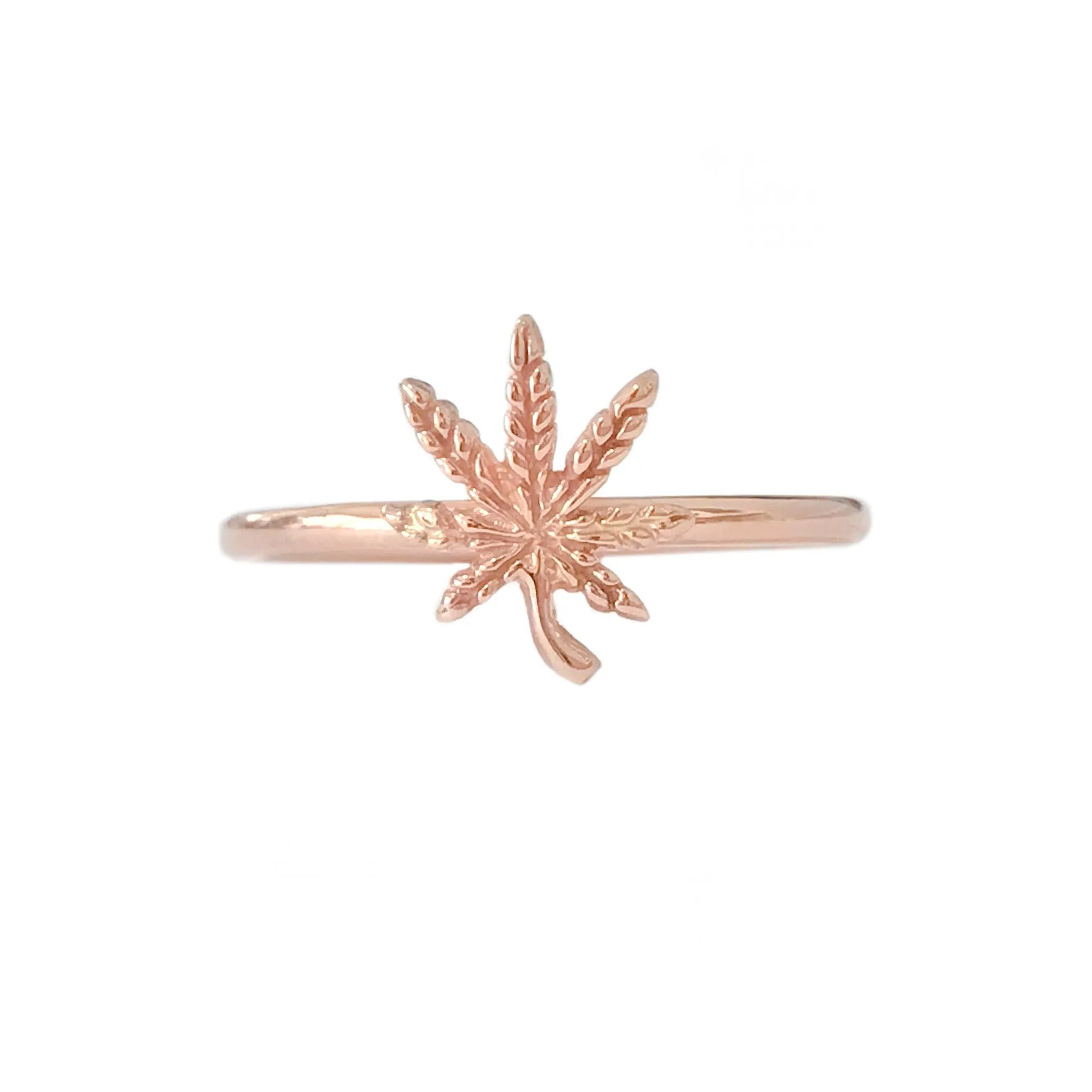 14K Gold Cannabis Leaf Ring