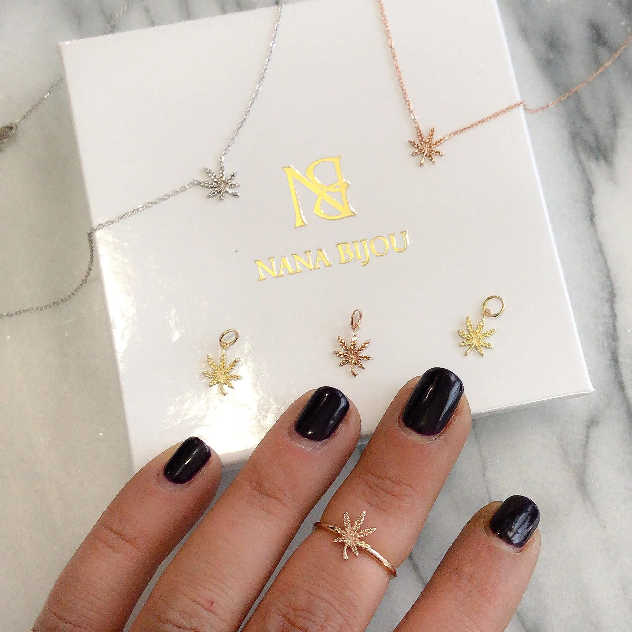 14K Gold Cannabis Leaf Ring