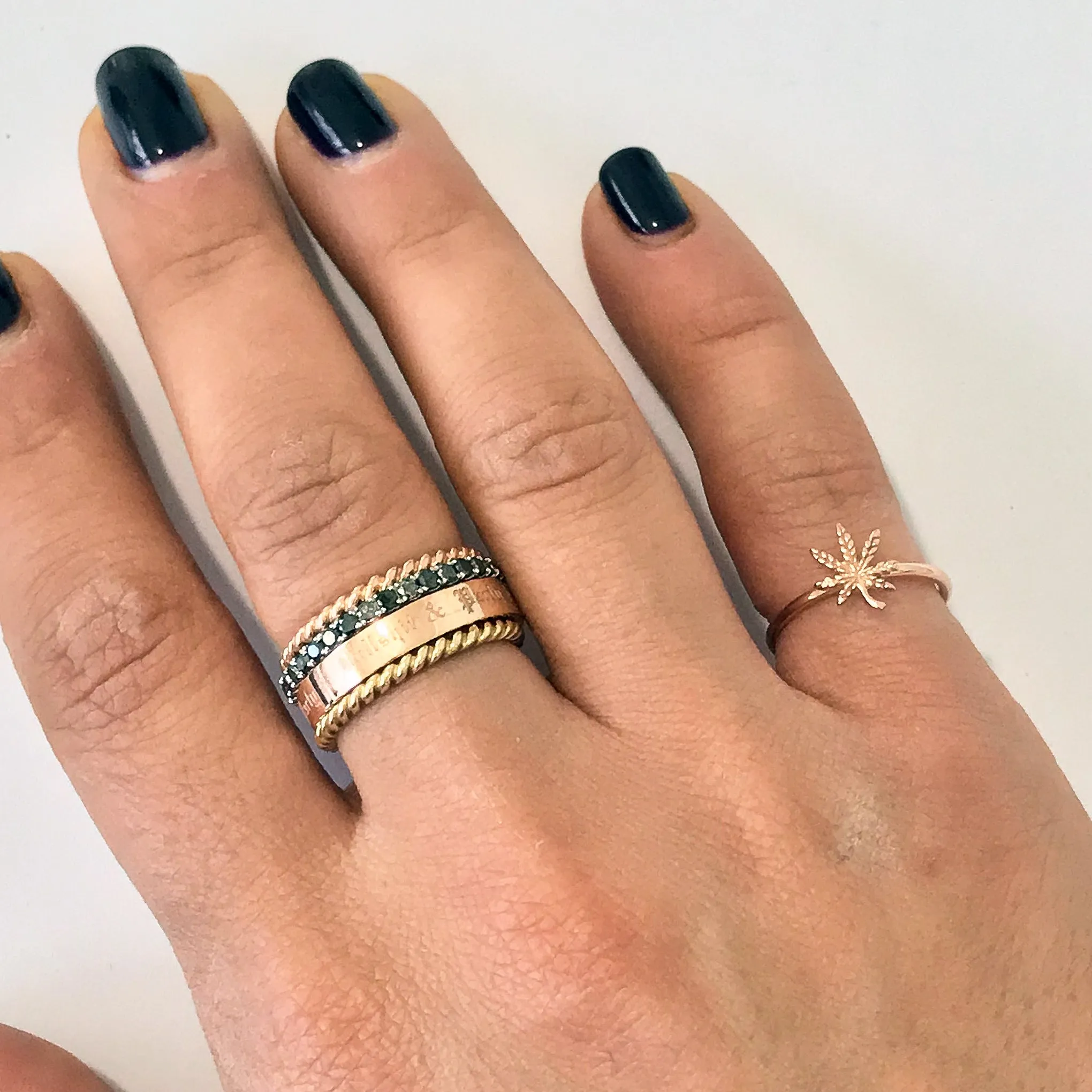14K Gold Cannabis Leaf Ring