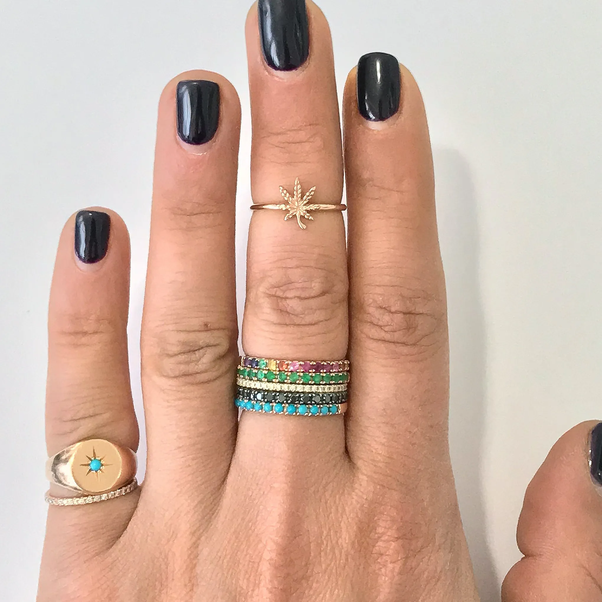 14K Gold Cannabis Leaf Ring