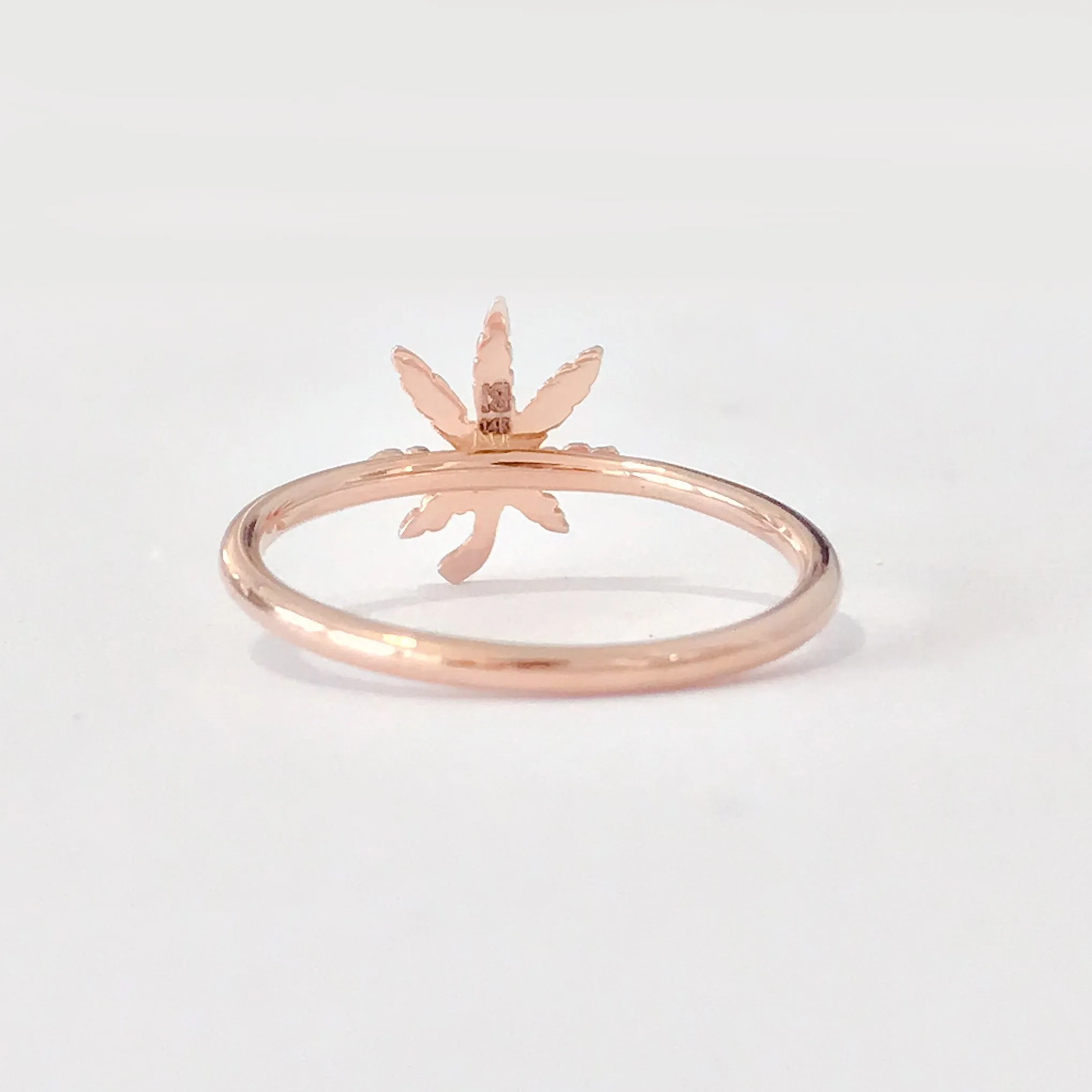 14K Gold Cannabis Leaf Ring