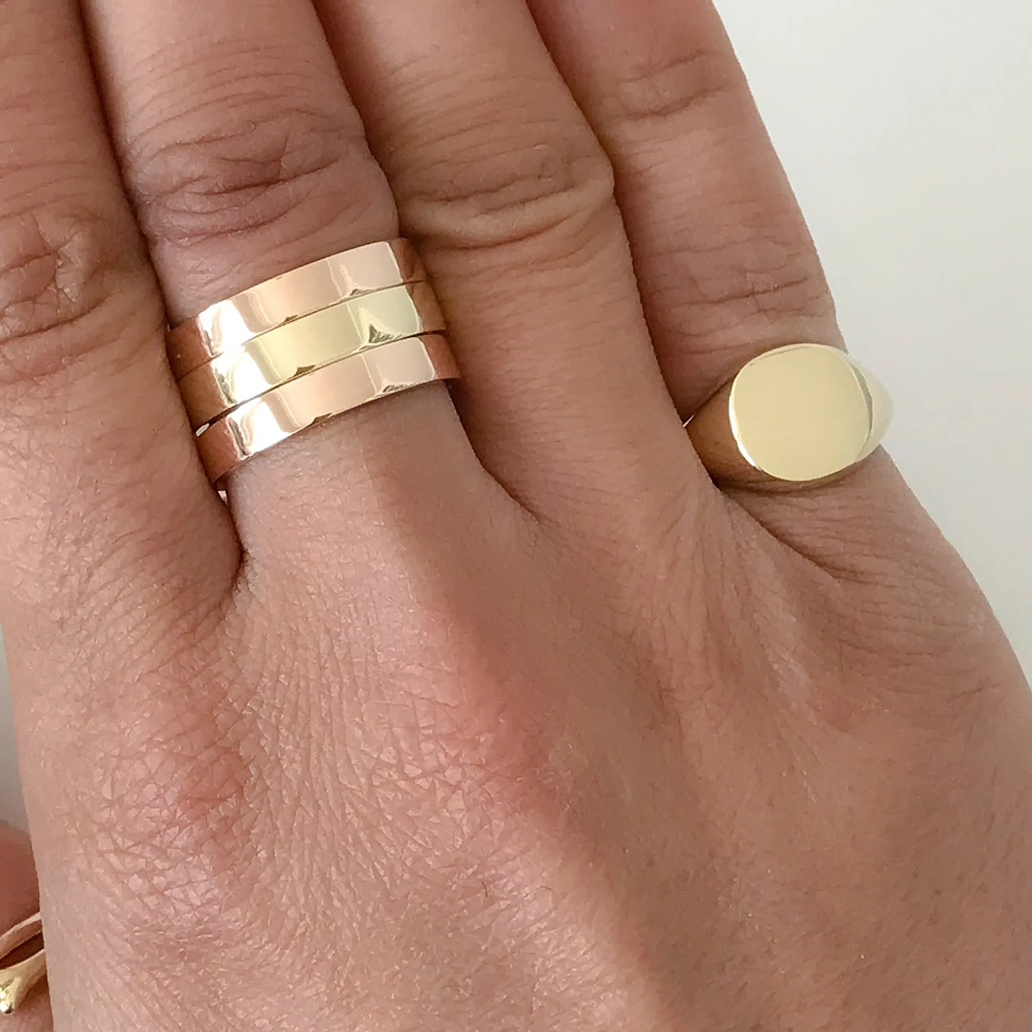 14K Gold Cushion Square Signet Ring