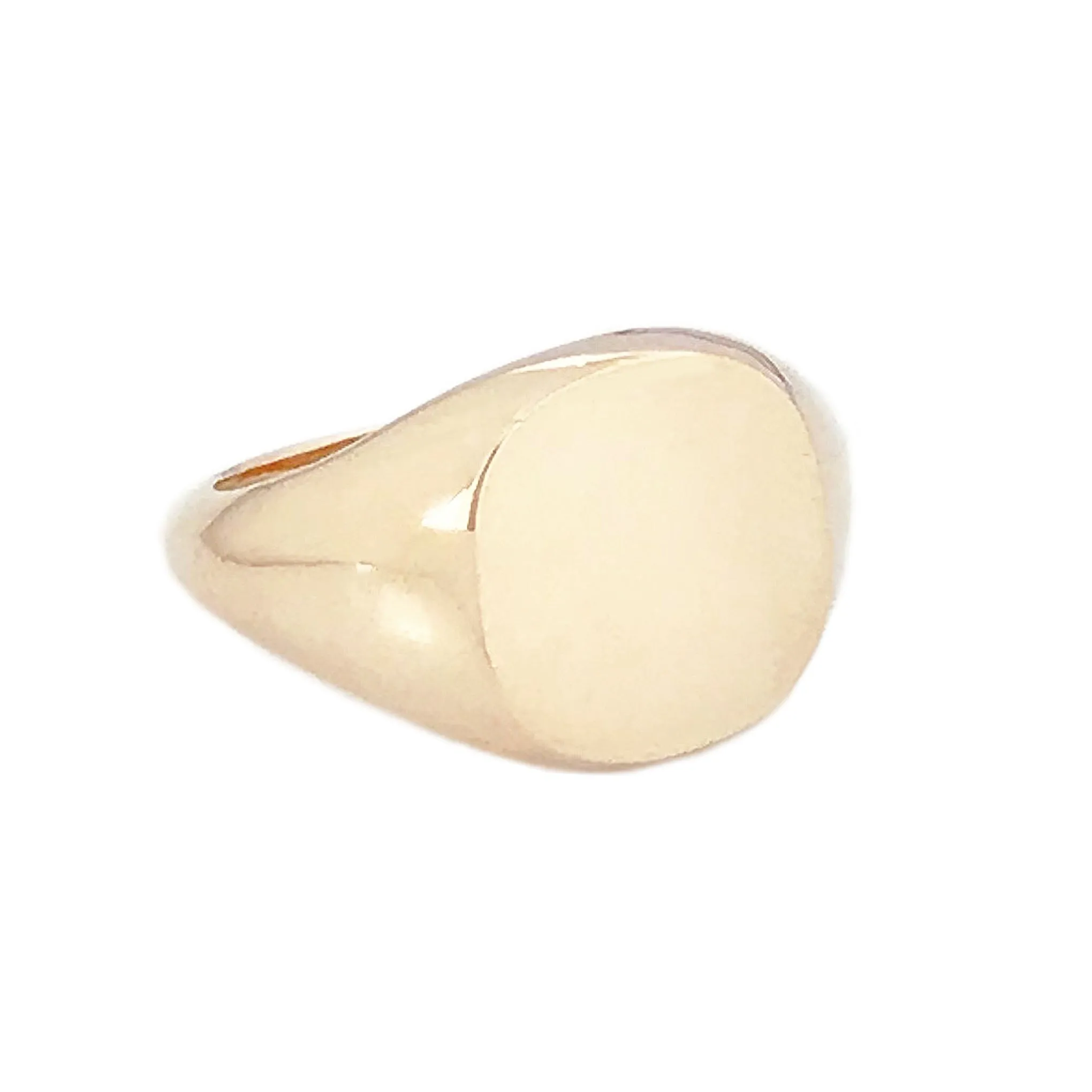 14K Gold Cushion Square Signet Ring