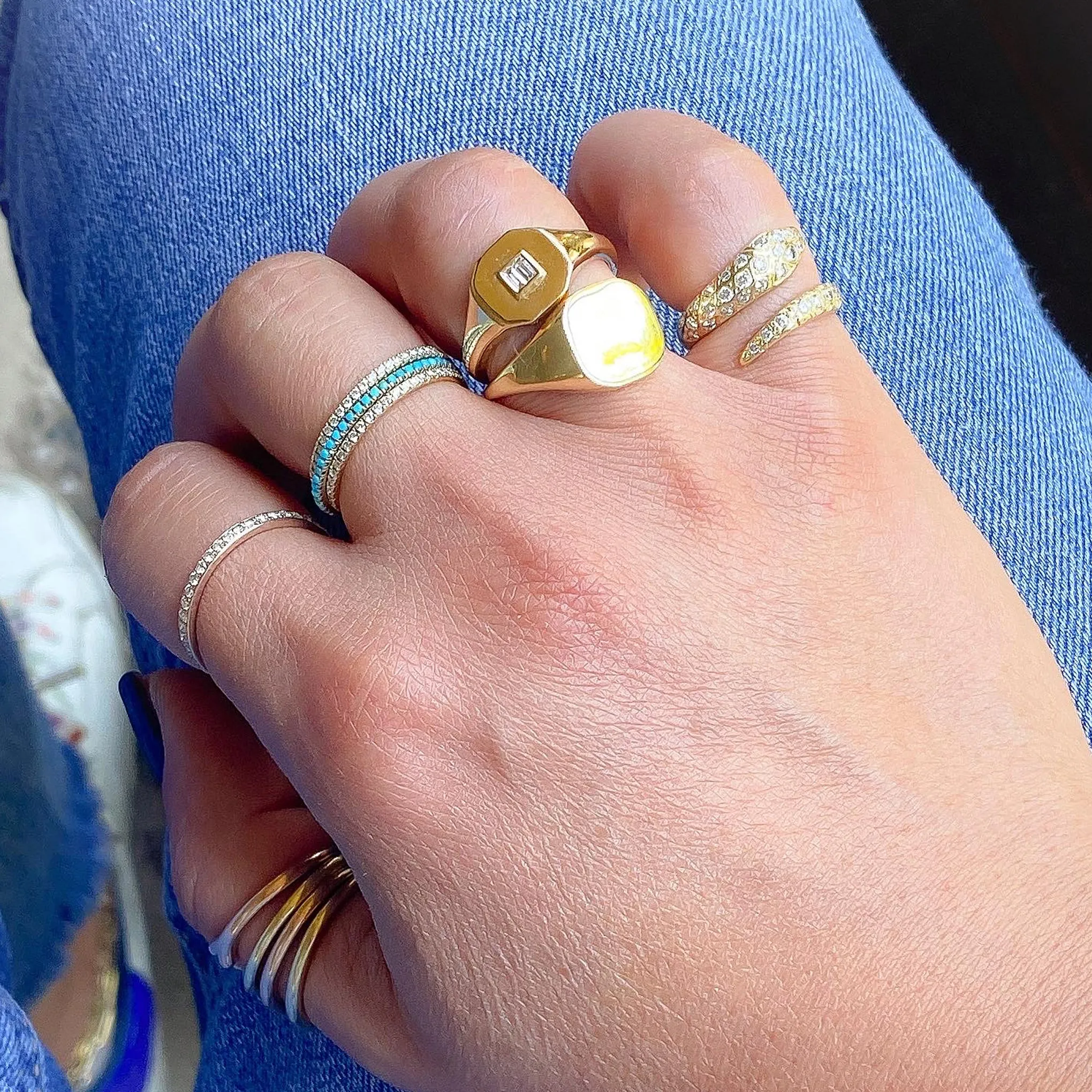 14K Gold Cushion Square Signet Ring