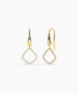 14K Gold Diamond Dangle Earrings