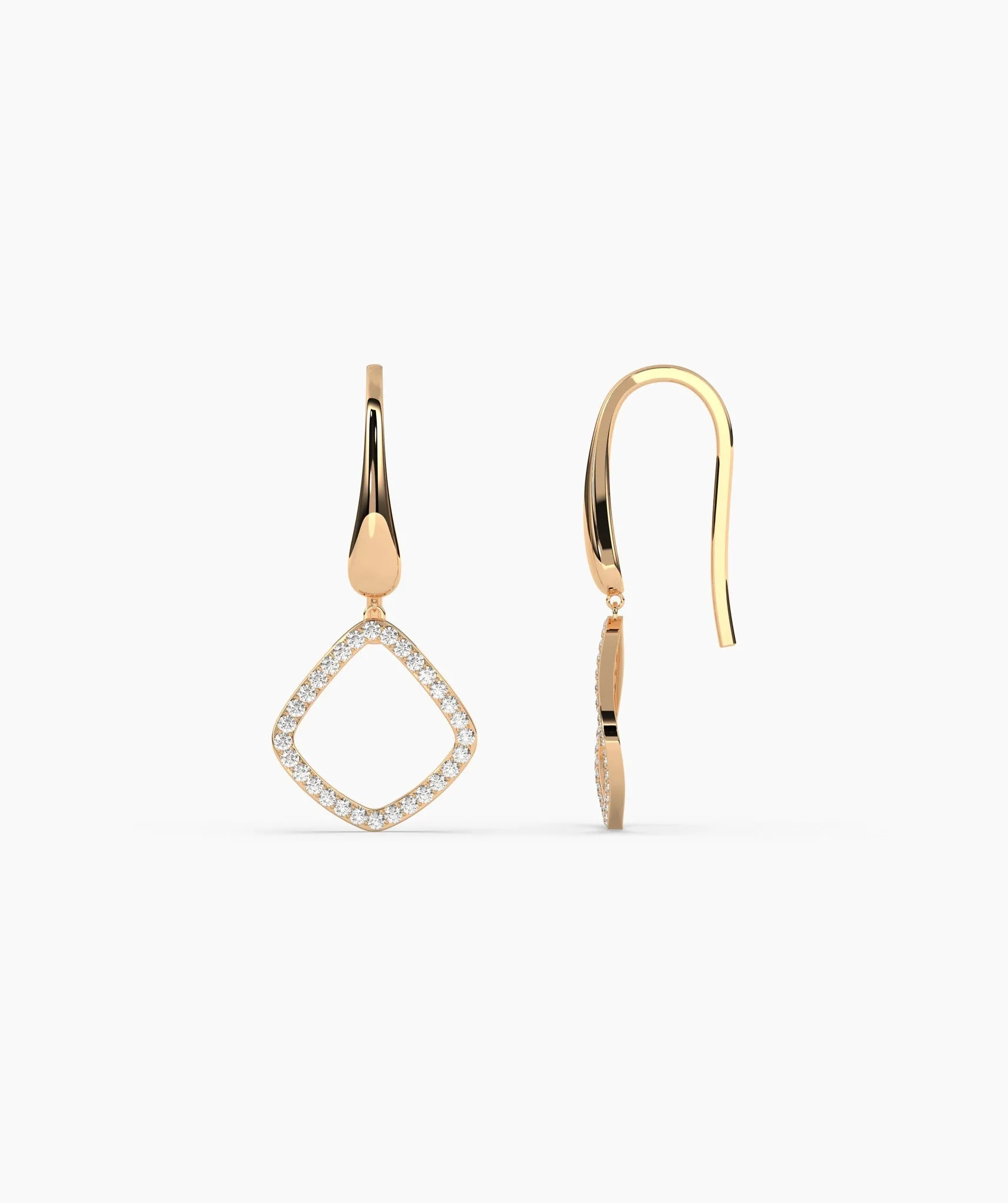 14K Gold Diamond Dangle Earrings