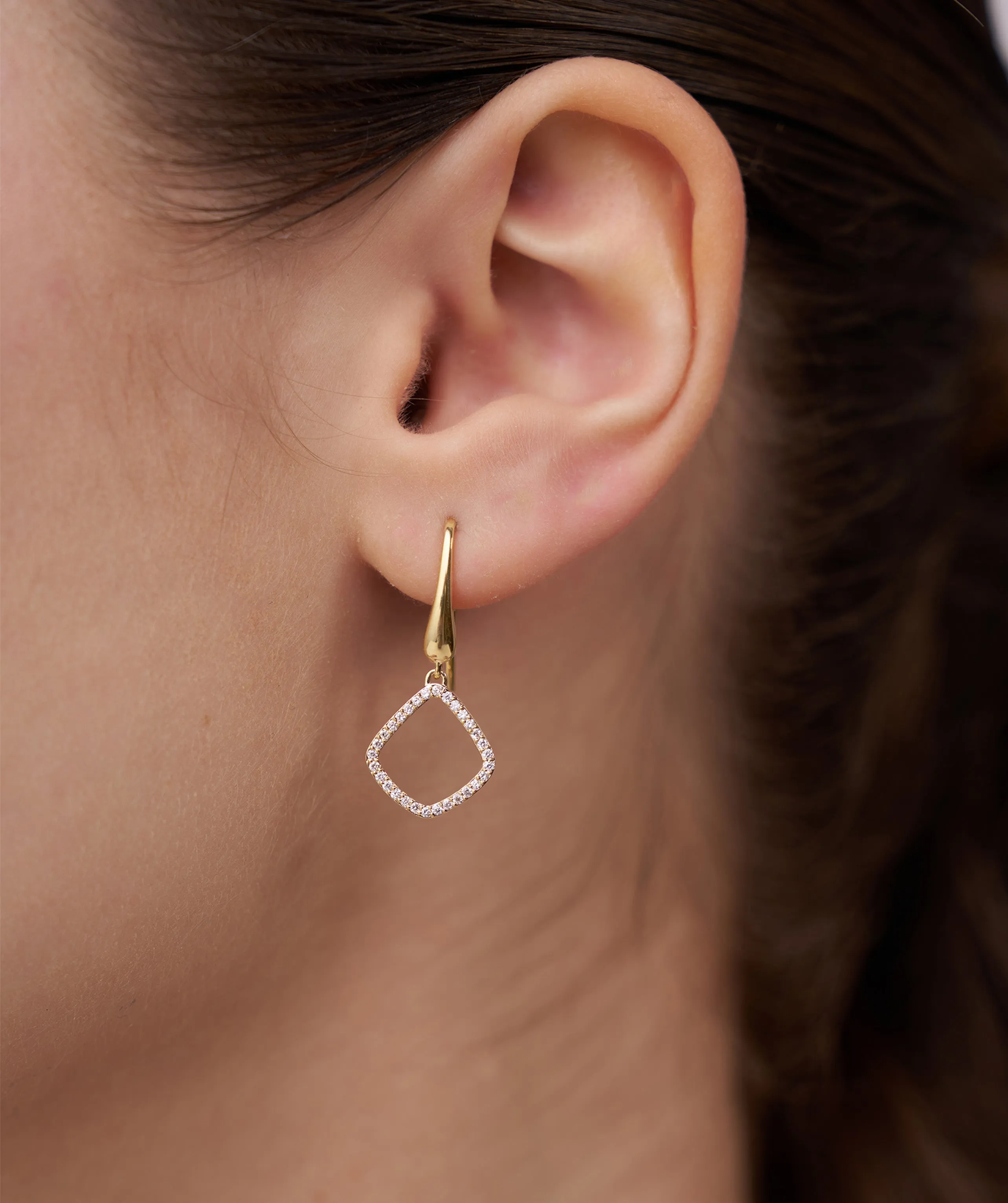 14K Gold Diamond Dangle Earrings
