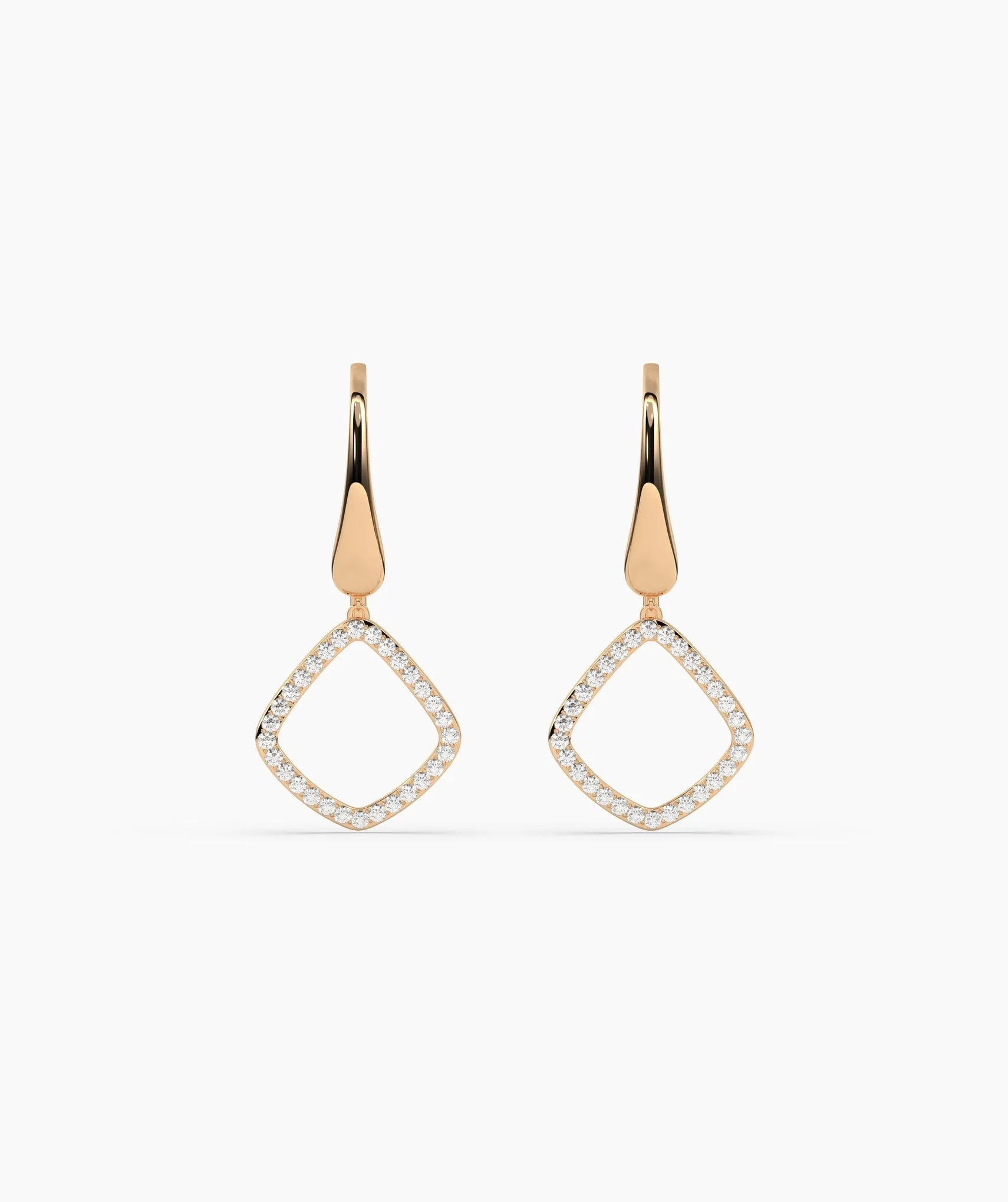 14K Gold Diamond Dangle Earrings