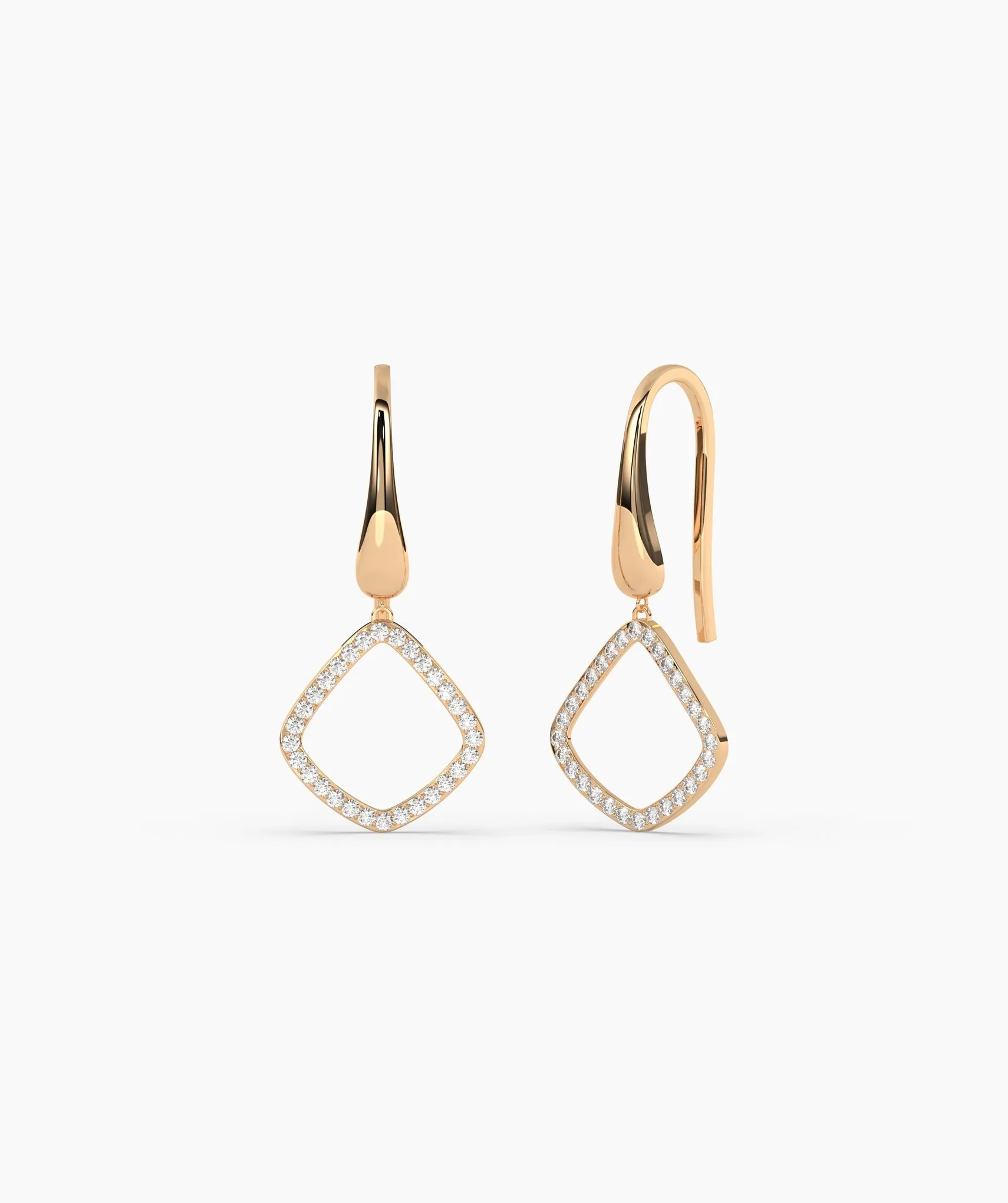 14K Gold Diamond Dangle Earrings