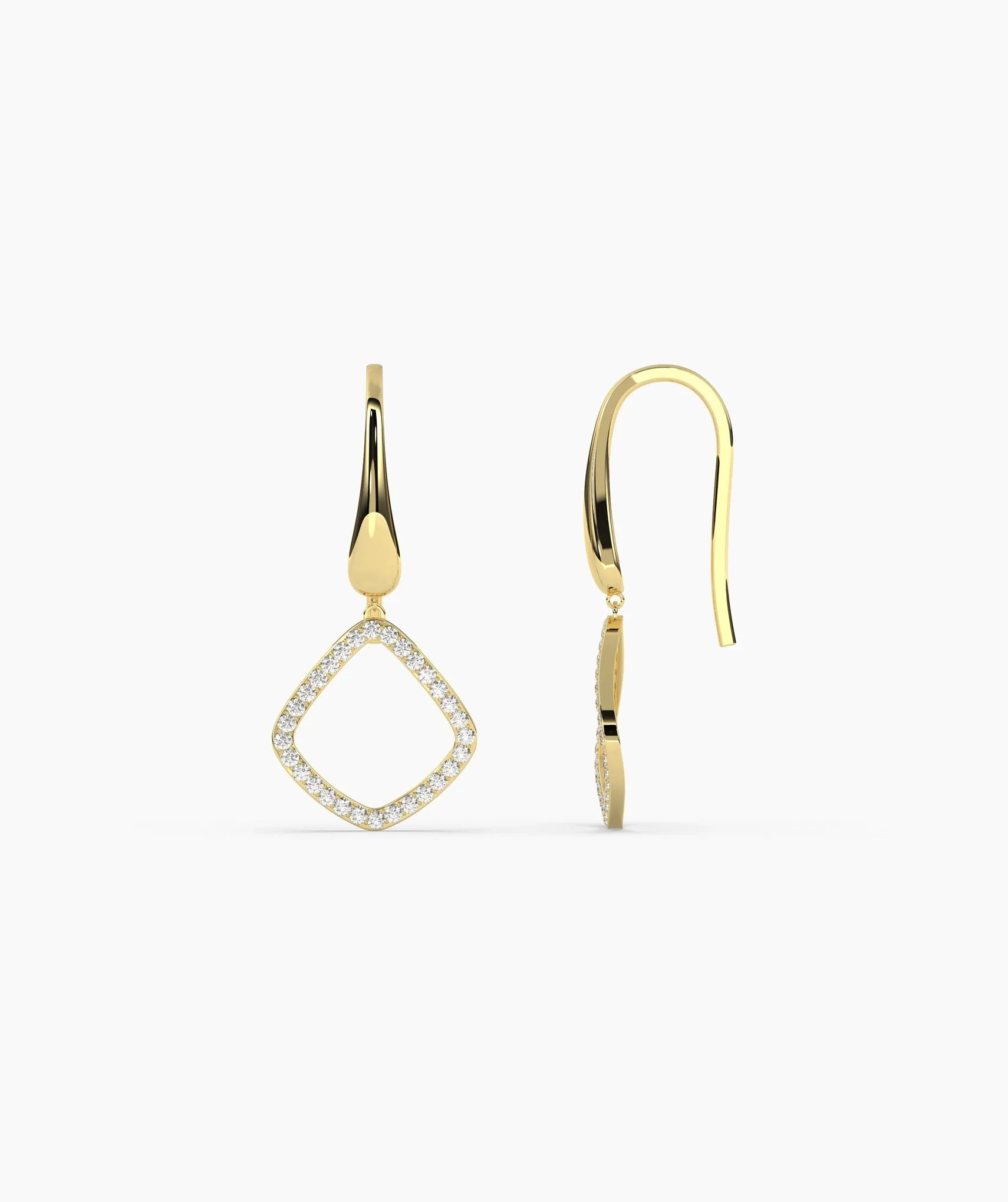 14K Gold Diamond Dangle Earrings