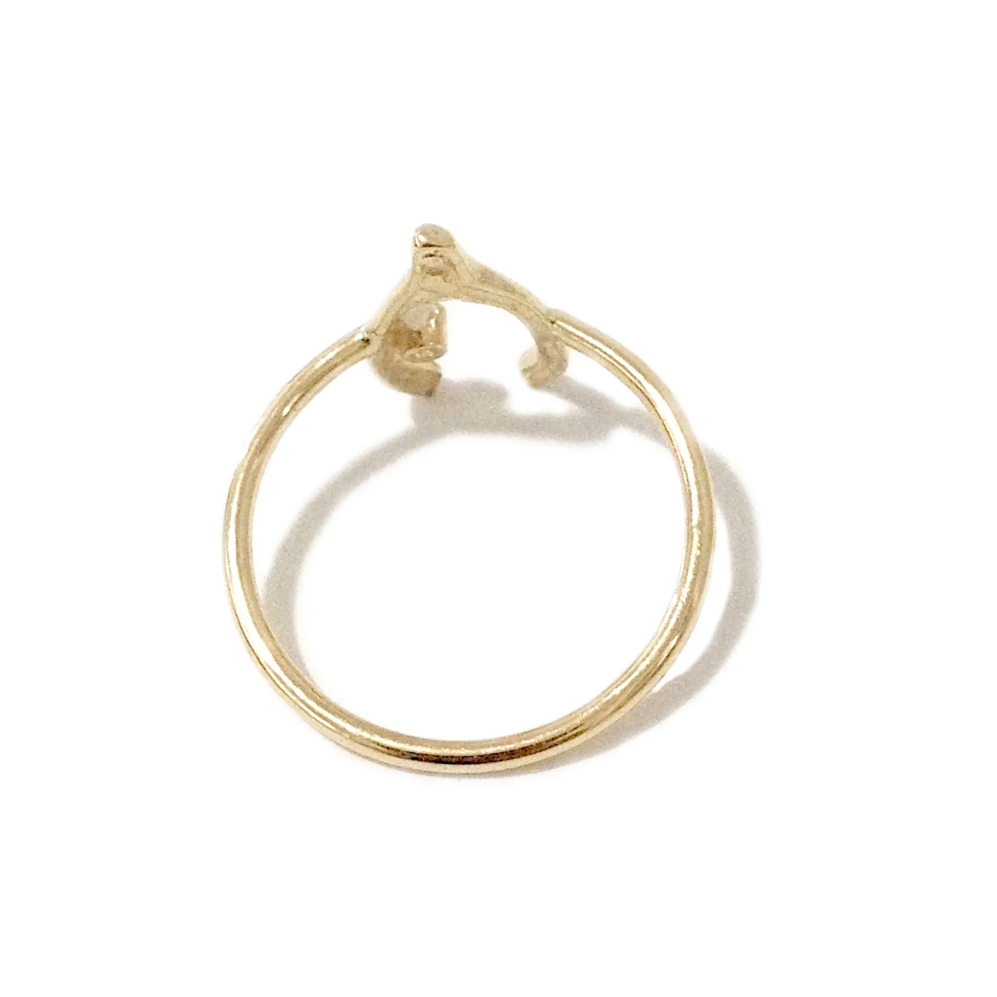 14K Gold Diamond Wishbone Ring