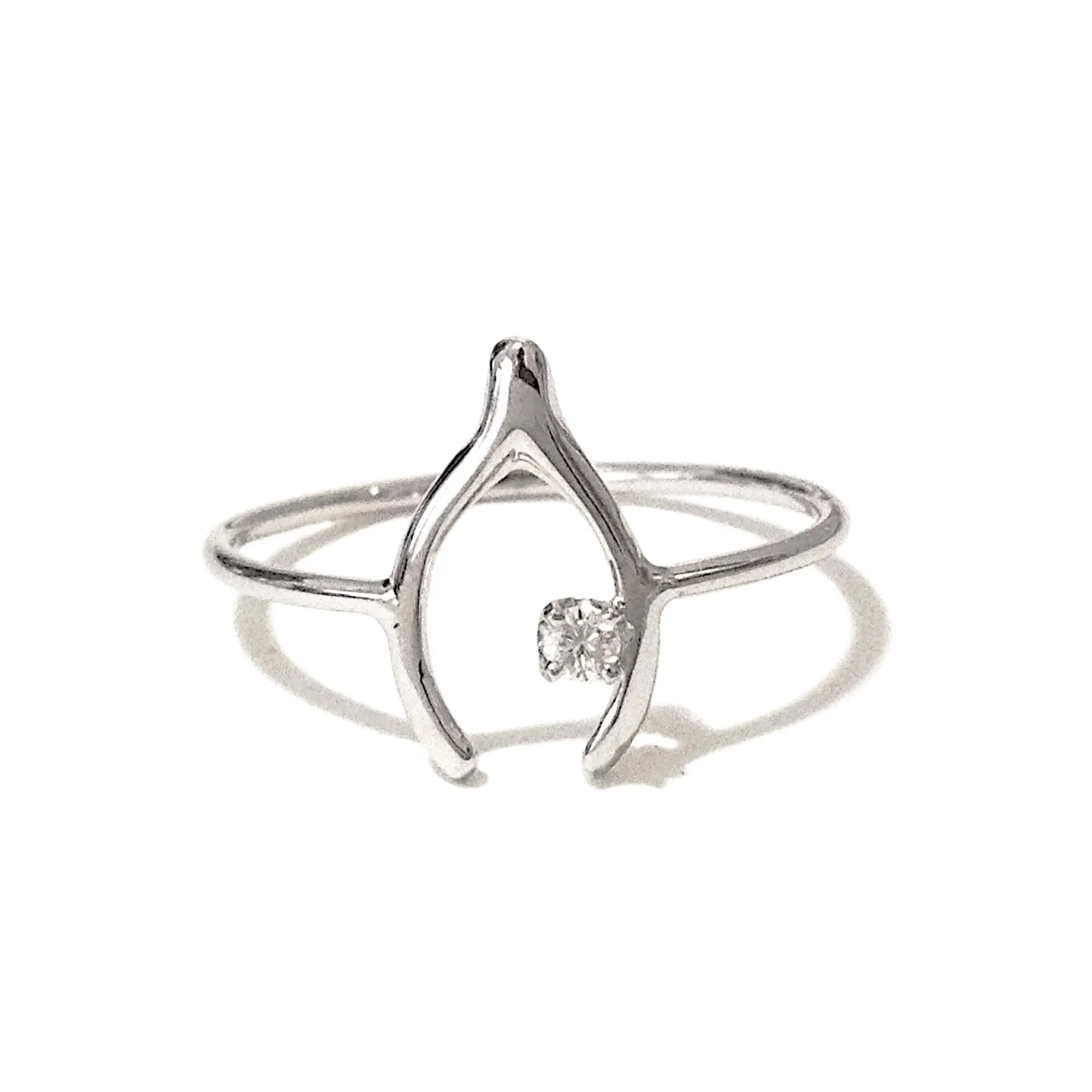 14K Gold Diamond Wishbone Ring