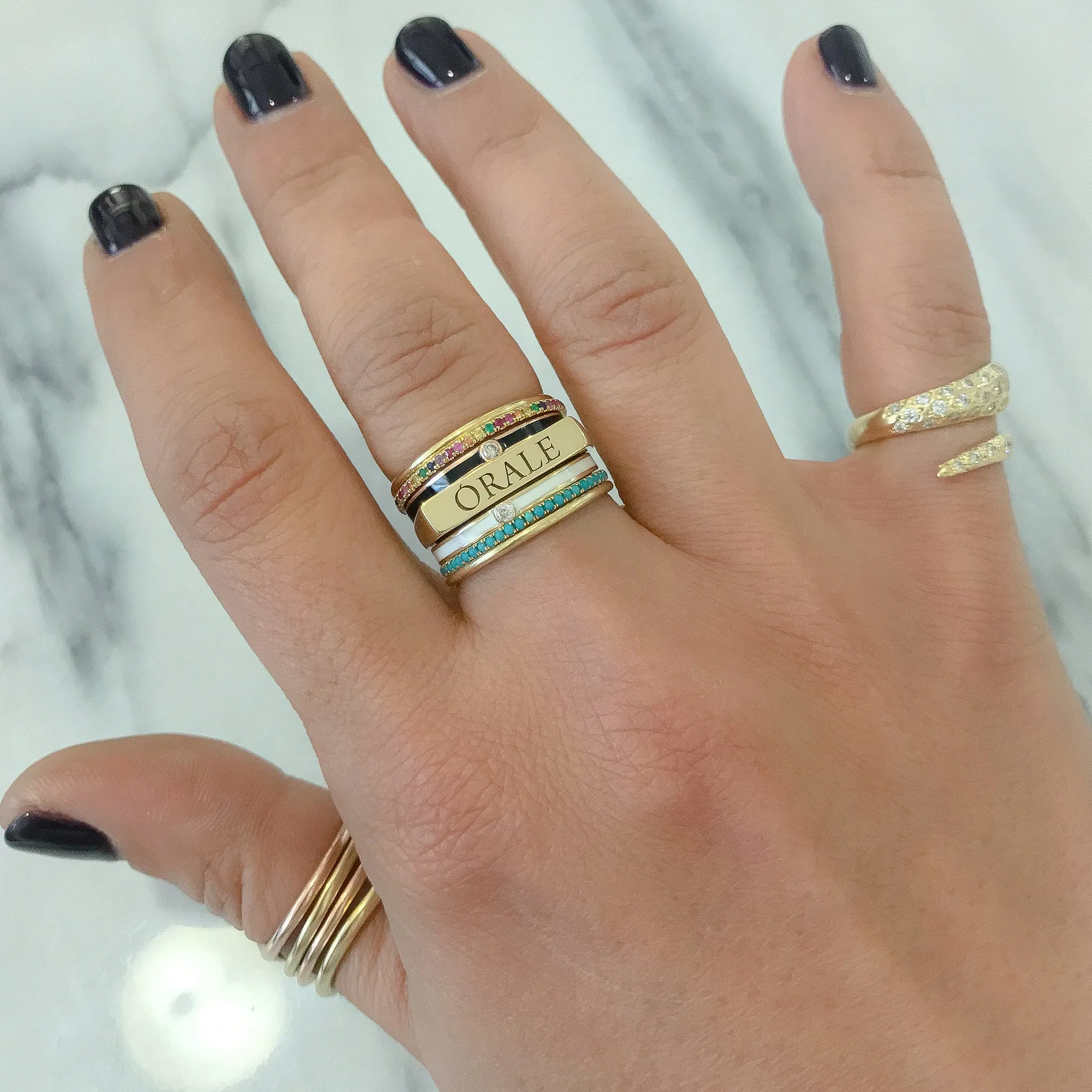 14K Gold Engravable Rectangle Signet Ring, Small Size