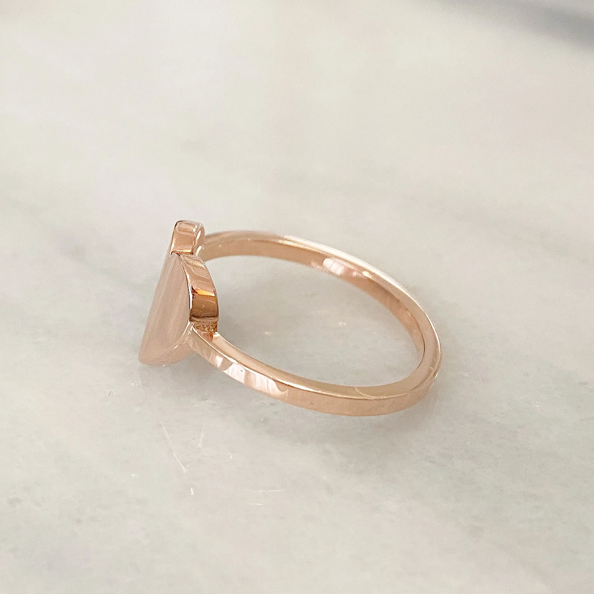 14K Gold Heart Cigar Band Ring, Small Size ~ Engraveable