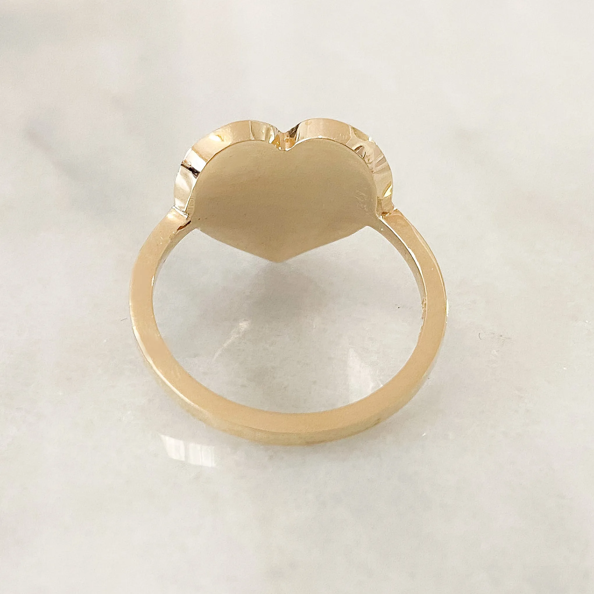 14K Gold Heart Diamond Starburst Ring
