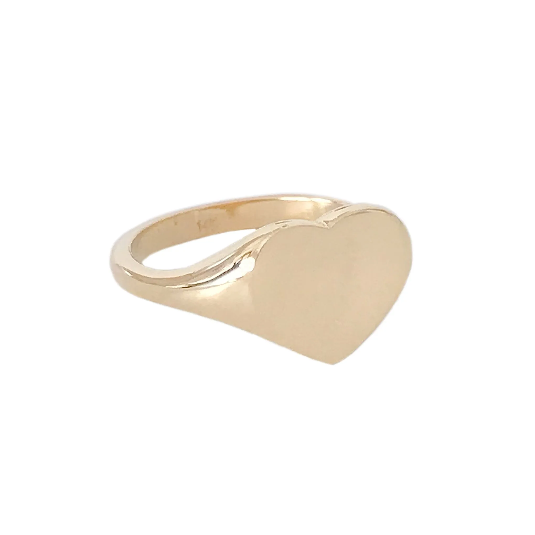 14K Gold Heart Signet Ring