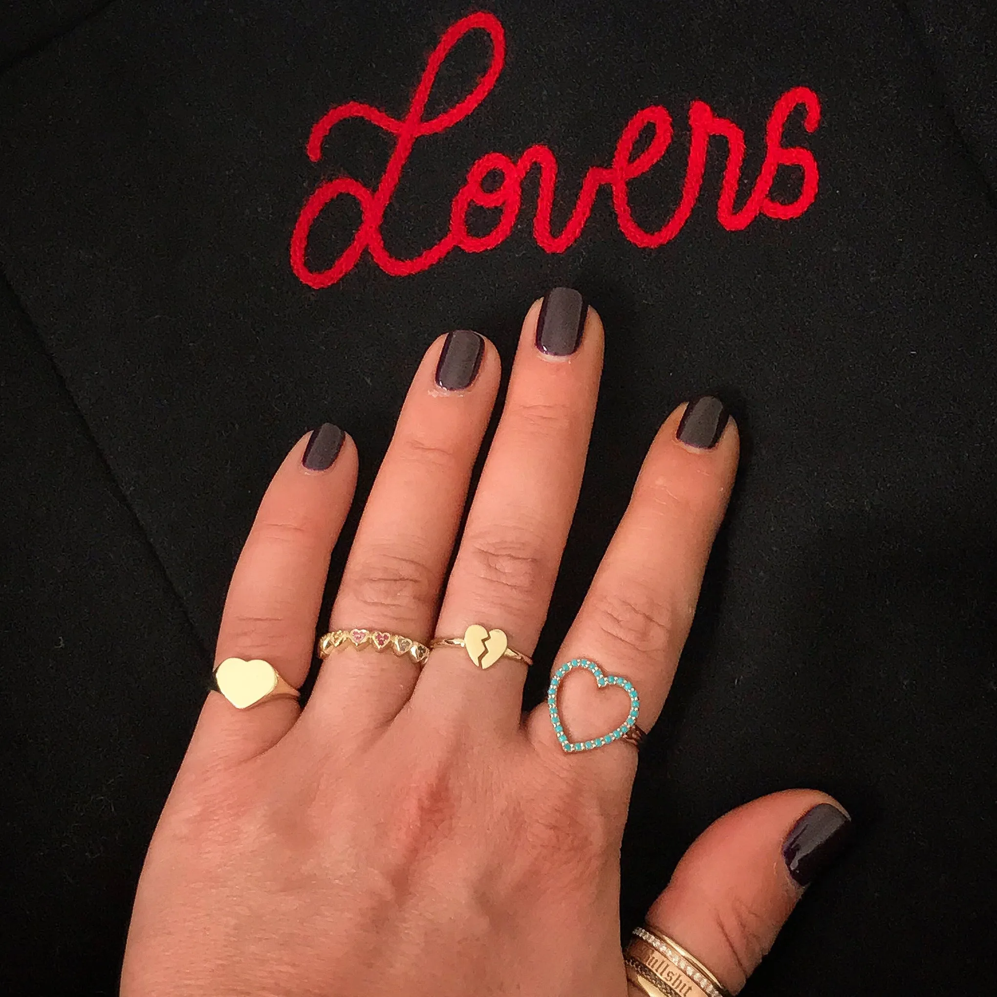 14K Gold Heart Signet Ring